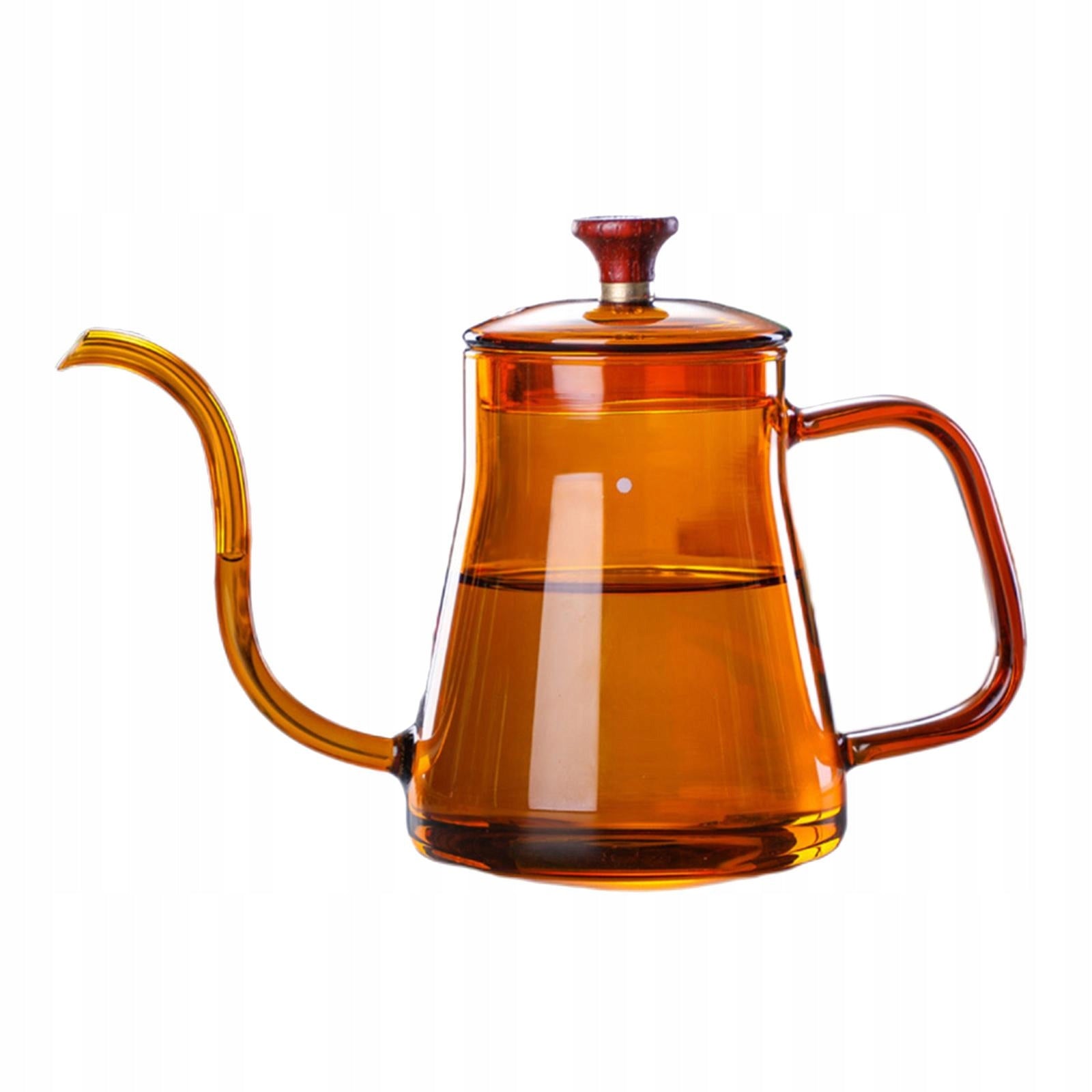 Gooseneck Glass Tea Pour Over Kettle Coffee Dripper with Lid amber 600ml Kind steam juicer