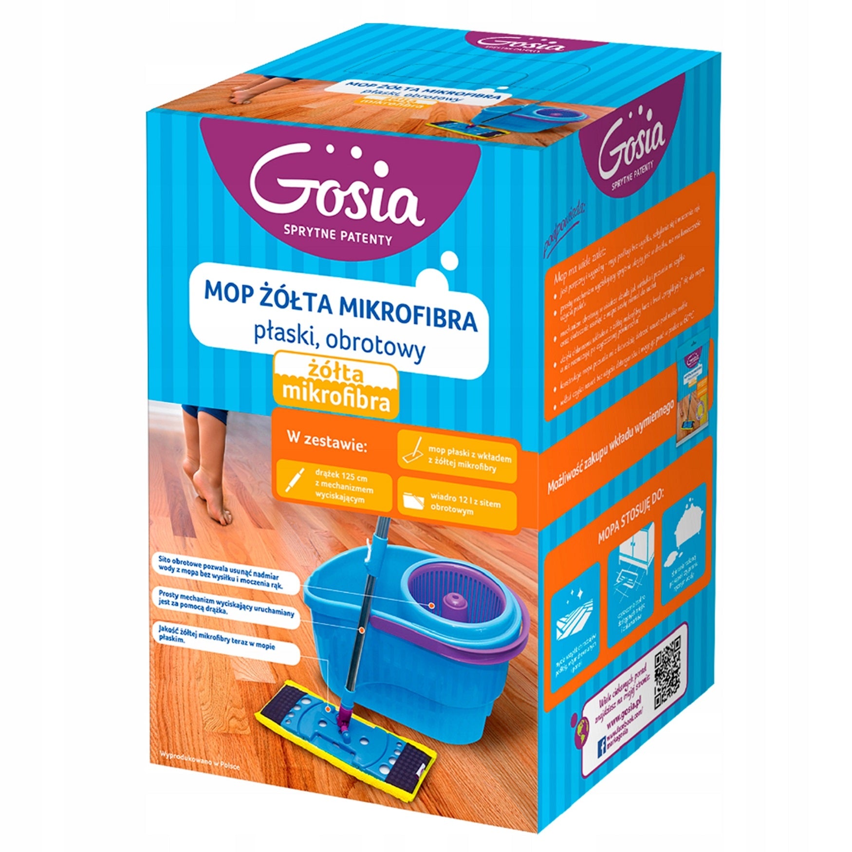 Gosia Mop Flat Rotary Set Yellow Microfiber Effective Cleaning