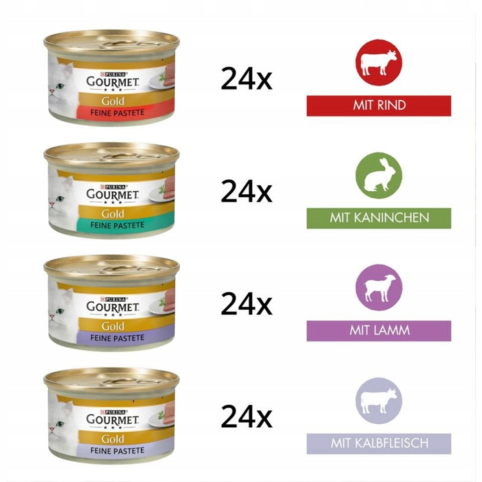 Gourmet Gold MUS | Mix 96x85g | RABBIT, VEAL, BEEF, LAMB Brand Gourmet