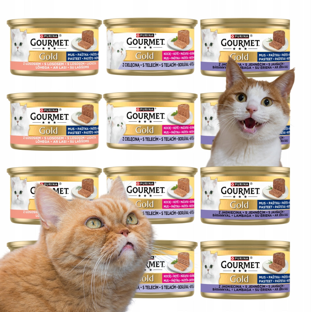 Gourmet Gold Wet cat food salmon, lamb, veal 85g x12 MIX