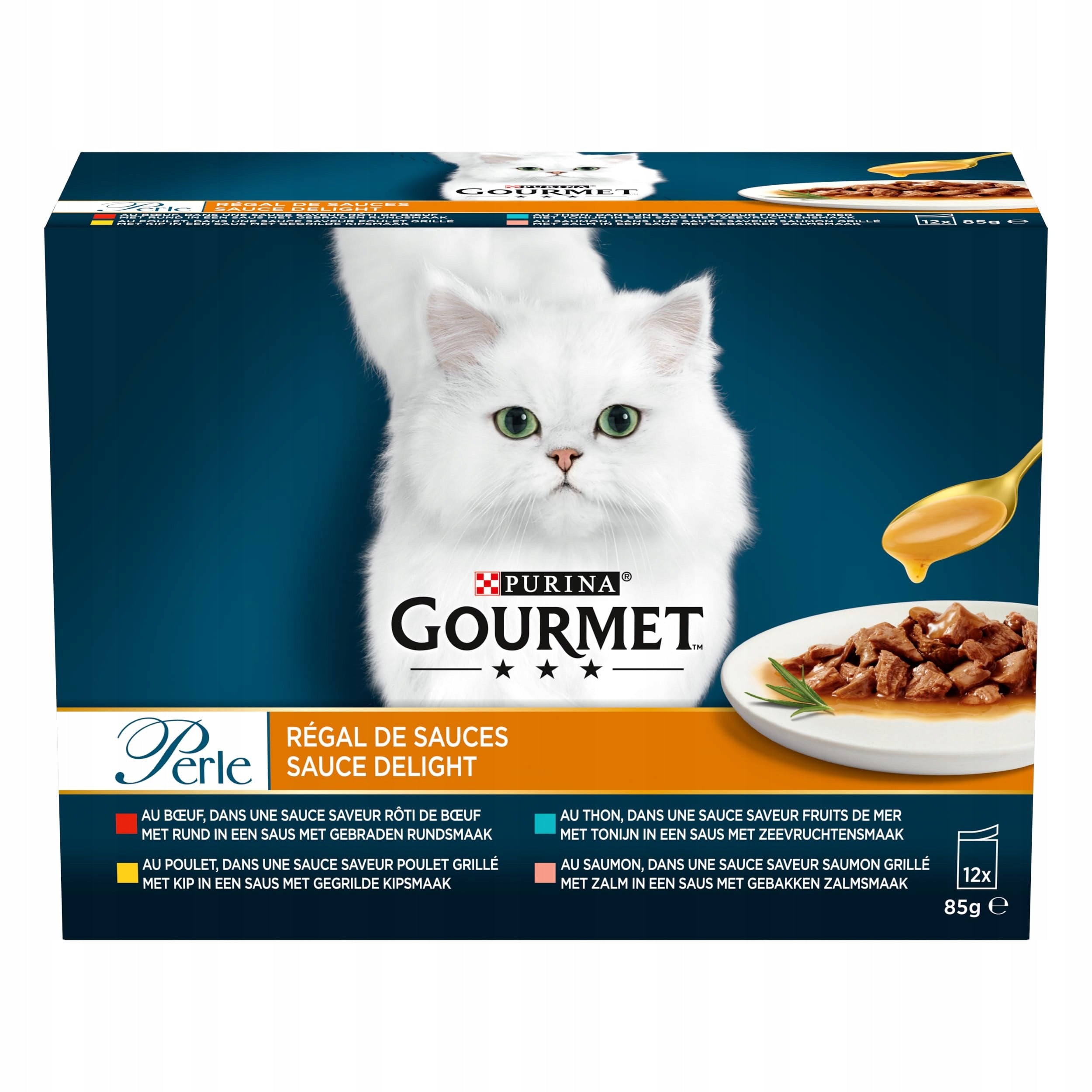 Gourmet Pearl Regal Cat Sauce Beef Chicken Tuna Salmon 12x85g Manufacturer code 12x85g perle