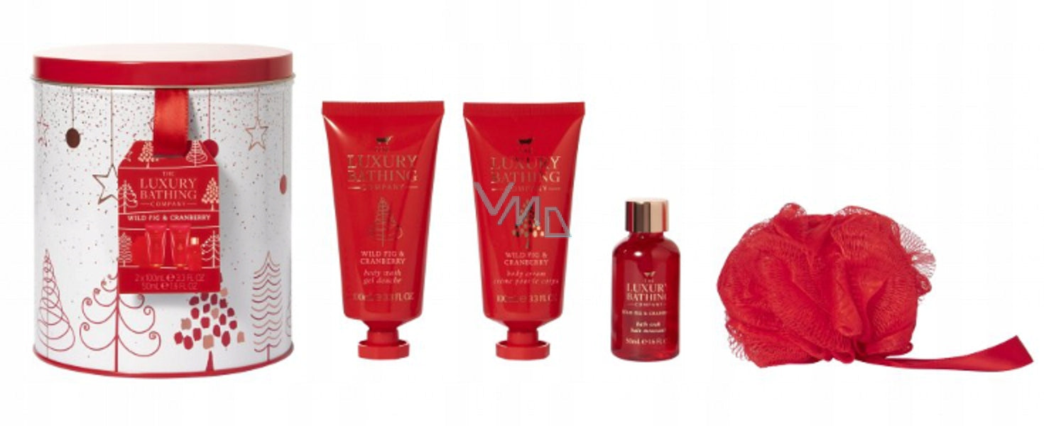 Kosmetikset für Damen Grace Cole Luxurybathing Wild Fig &amp; Cranberry: Körpercreme, 100 ml + Körperwaschmittel, 100 ml + Badeschaum, 50 ml + Schwamm 