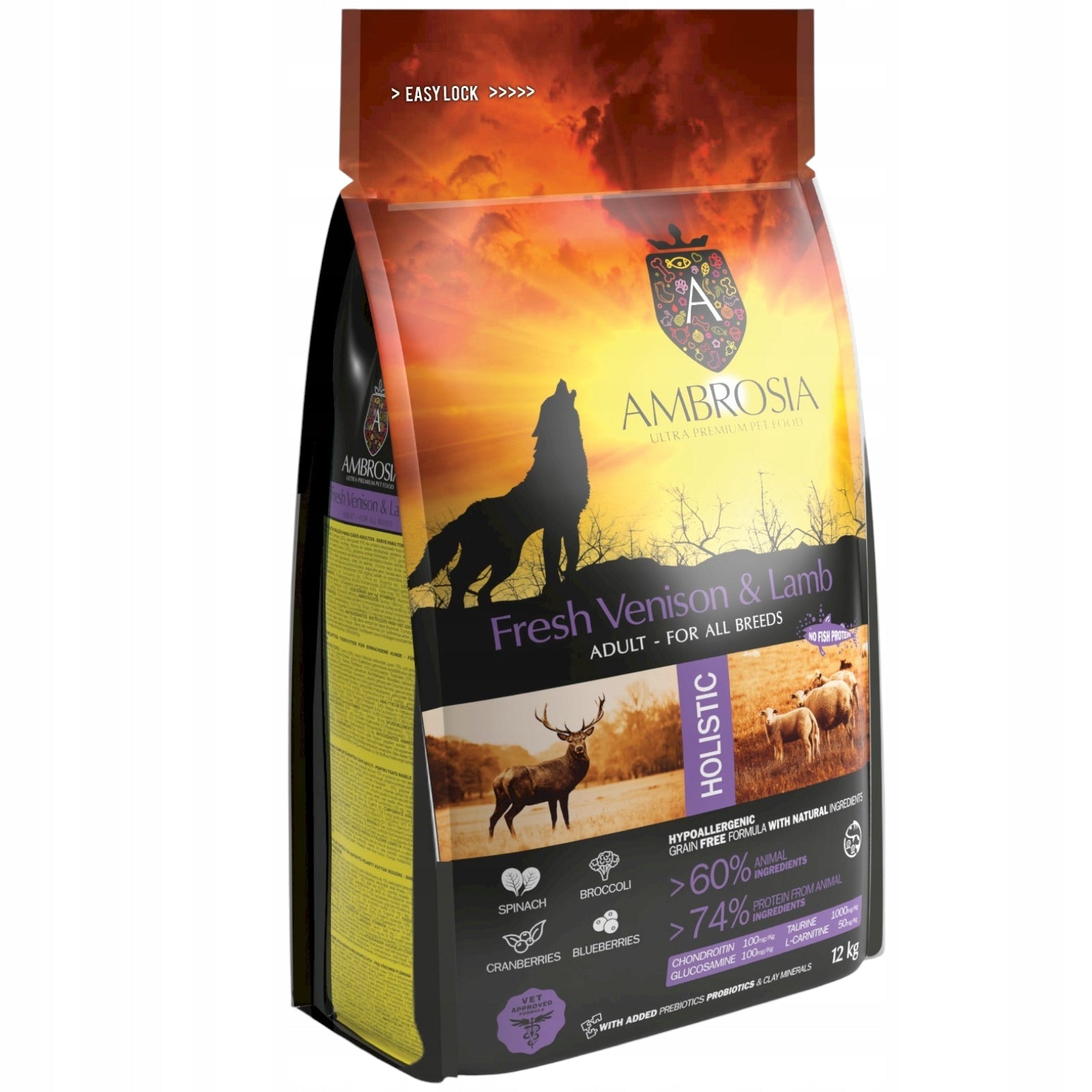 Grain-Free Dog Food venison with lamb 12kg AMBROSIA ADULT DOGS Manufacturer code 5214000583967