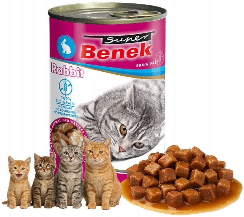 Grain Free Wet Food with Rabbit in Sauce 415g SUPER BENEK Cat Can