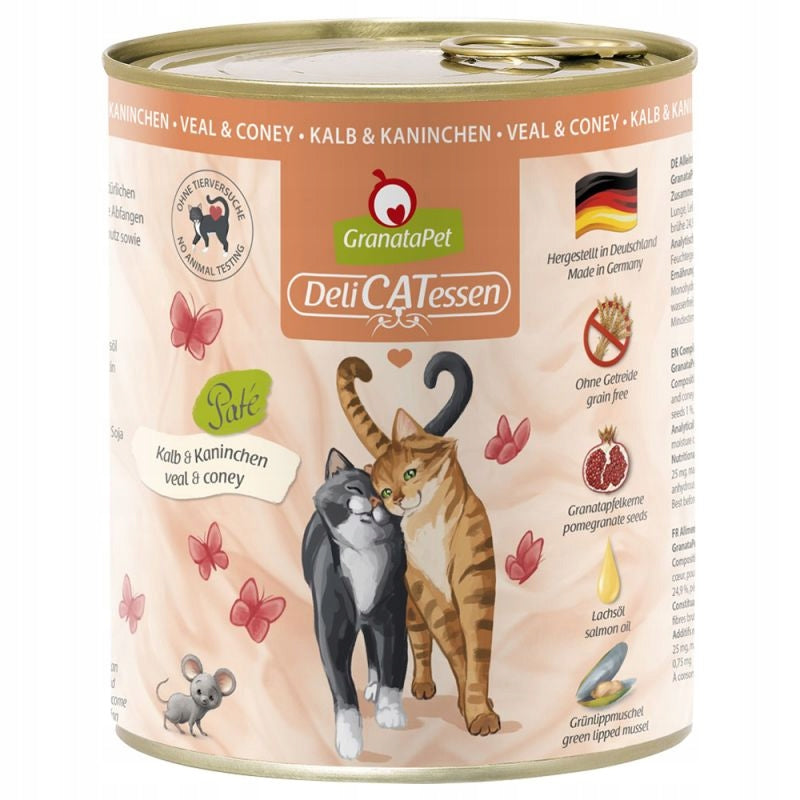 GranataPet DeliCatessen wet cat, veal and rabbit food 6x 800g Brand Granatapet