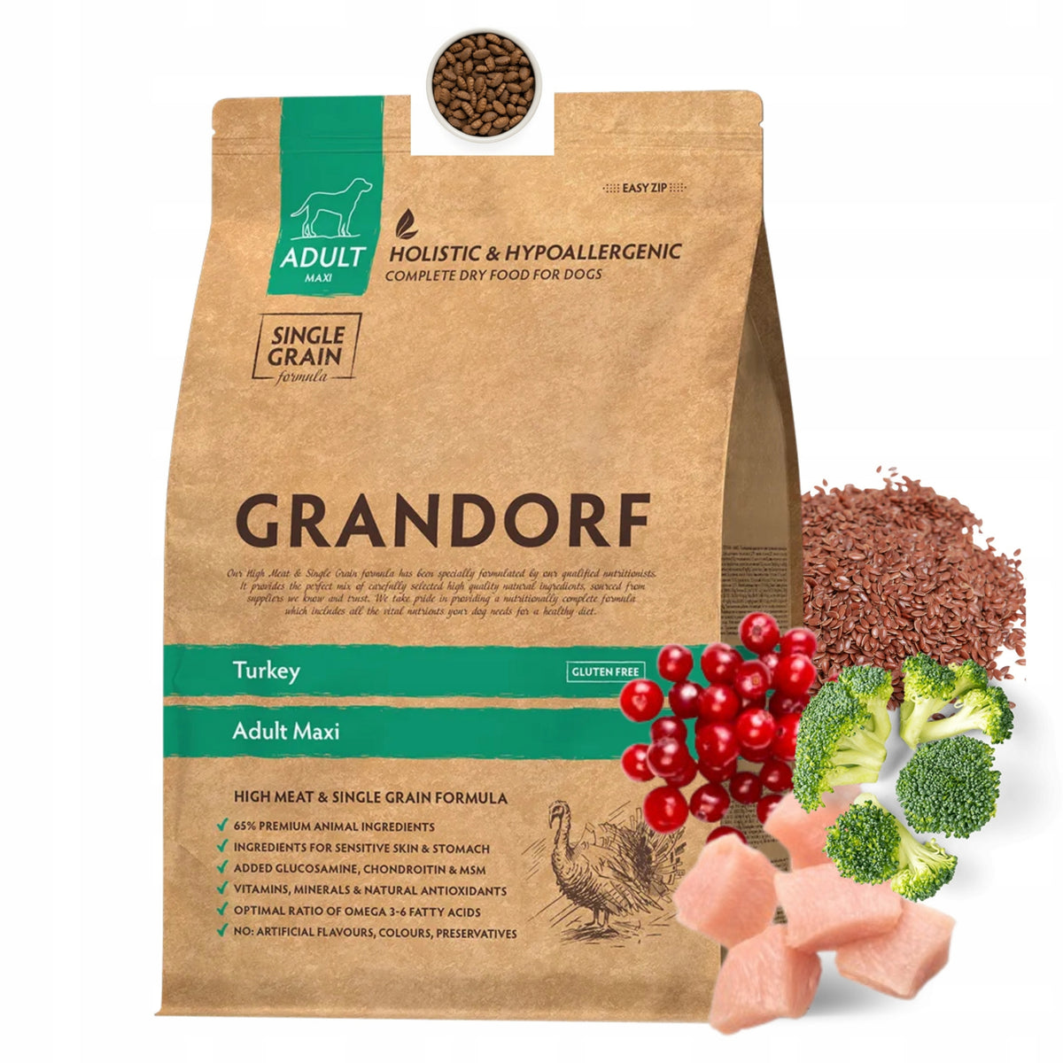 Grandorf Turkey Adult Maxi Breeds - Turkey for Large Breed Dogs 3kg