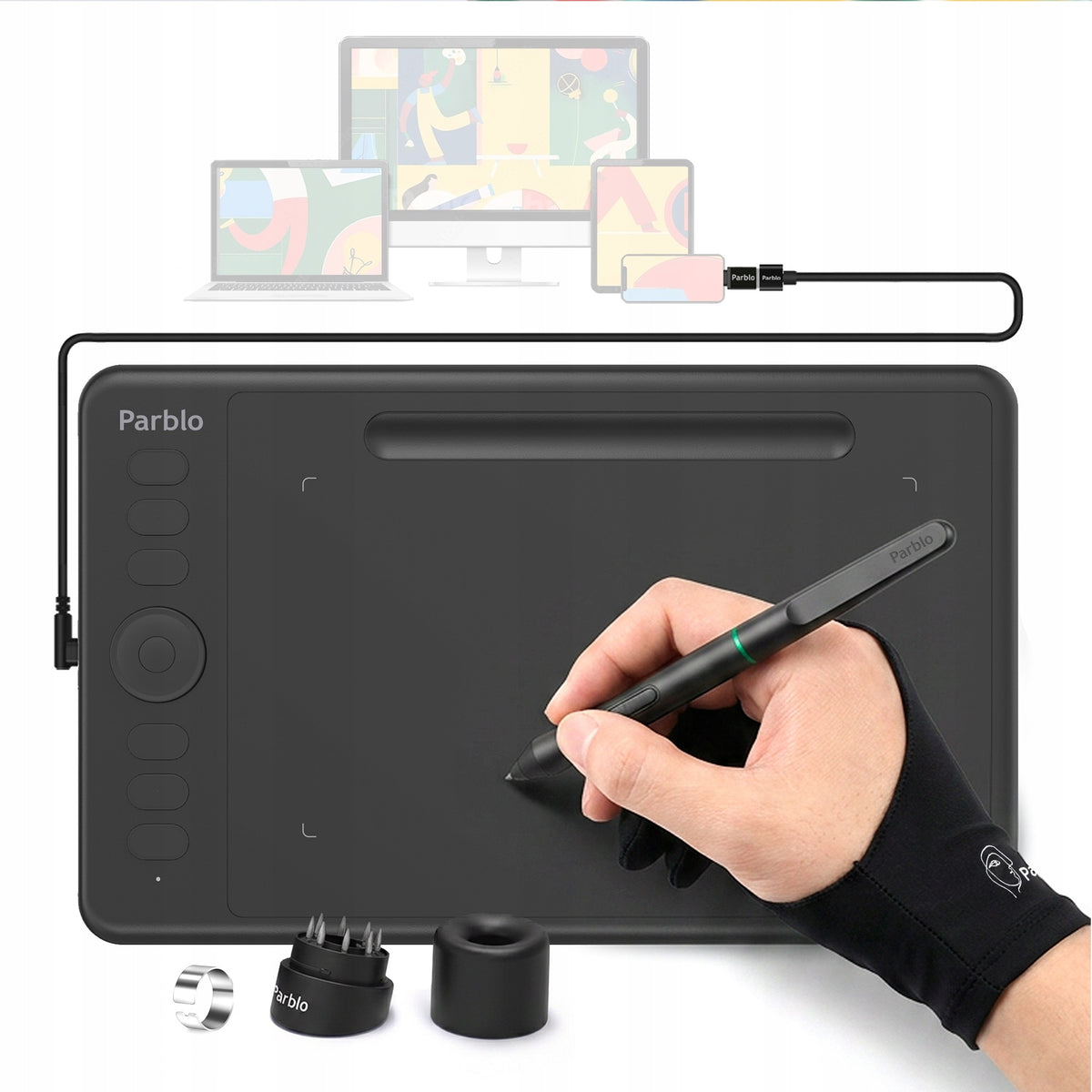 Graphics Tablet for drawing Parblo Intangbo S Black with pen