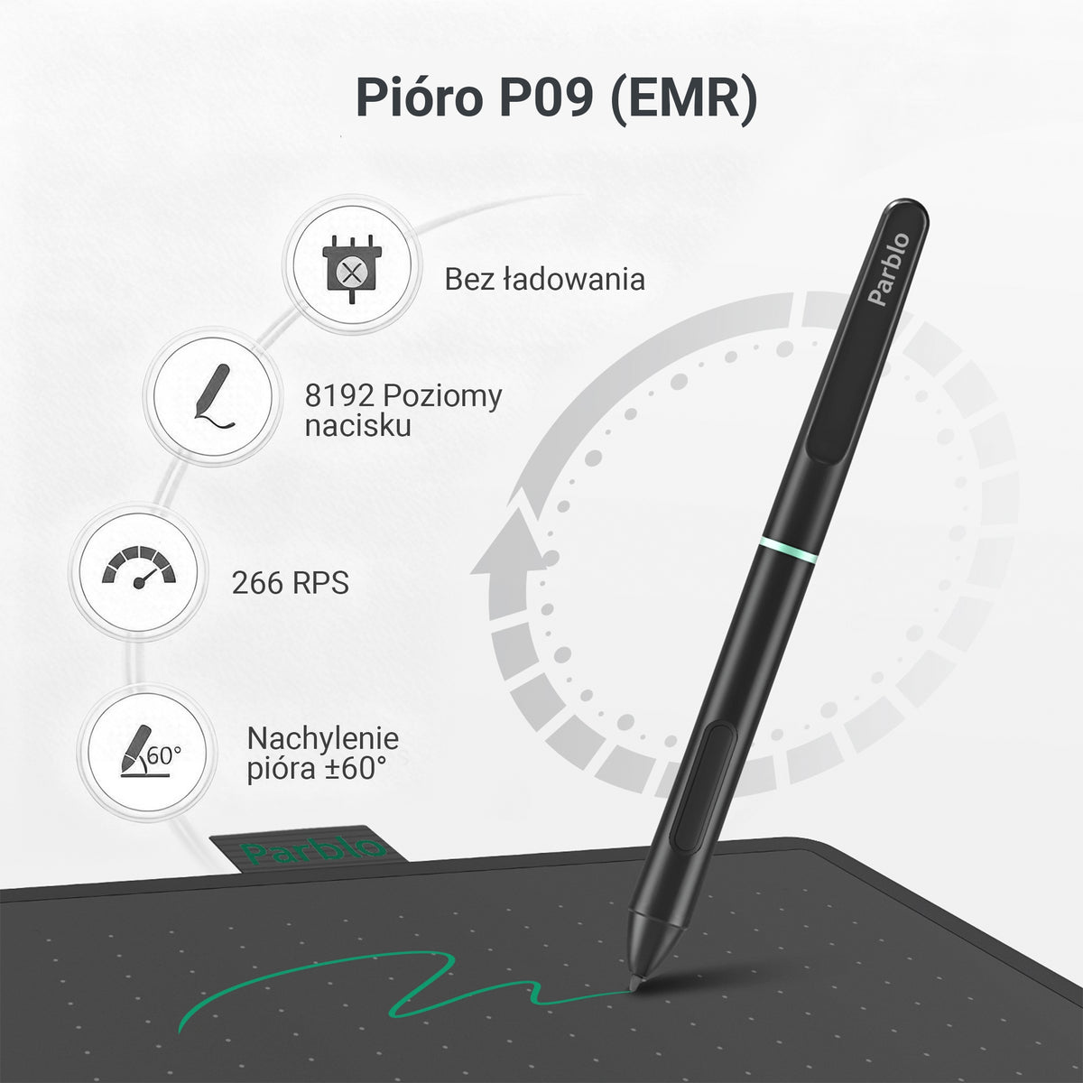 Graphics Tablet for drawing Parblo Ninos N4 Black with pen 8192 Packaging status original