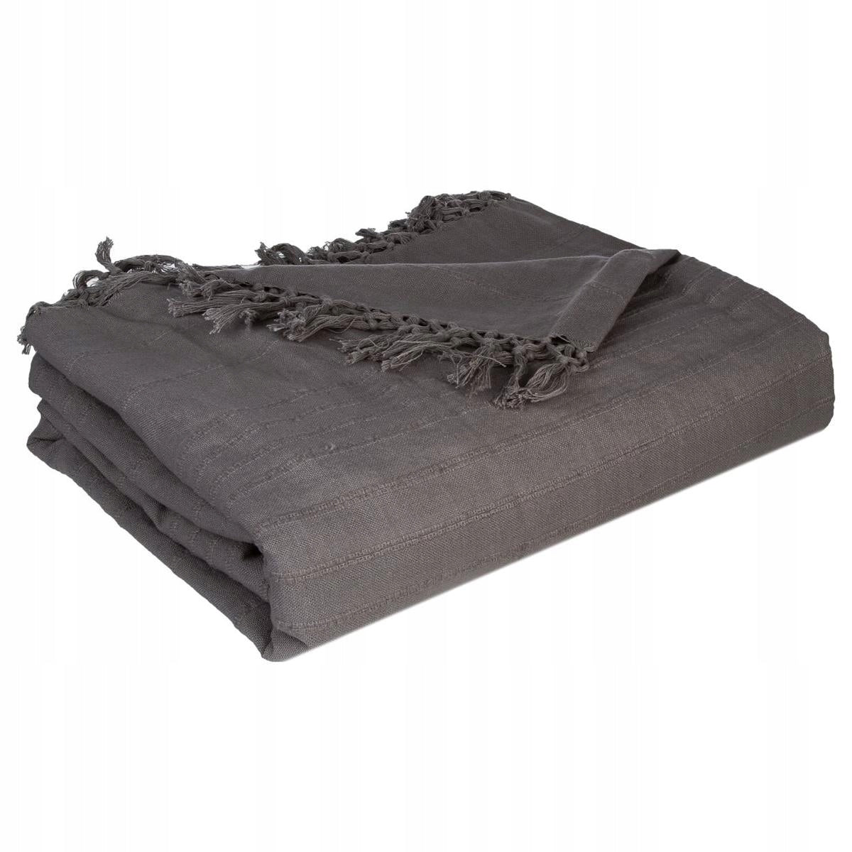 Graphite bedspread with tassels blanket blanket