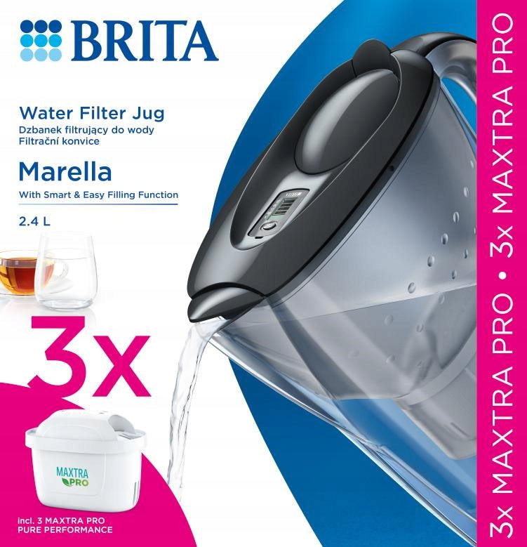 Graphite filter jug BRITA Marella + 3x MAXTRA PRO water filter Packaging status original