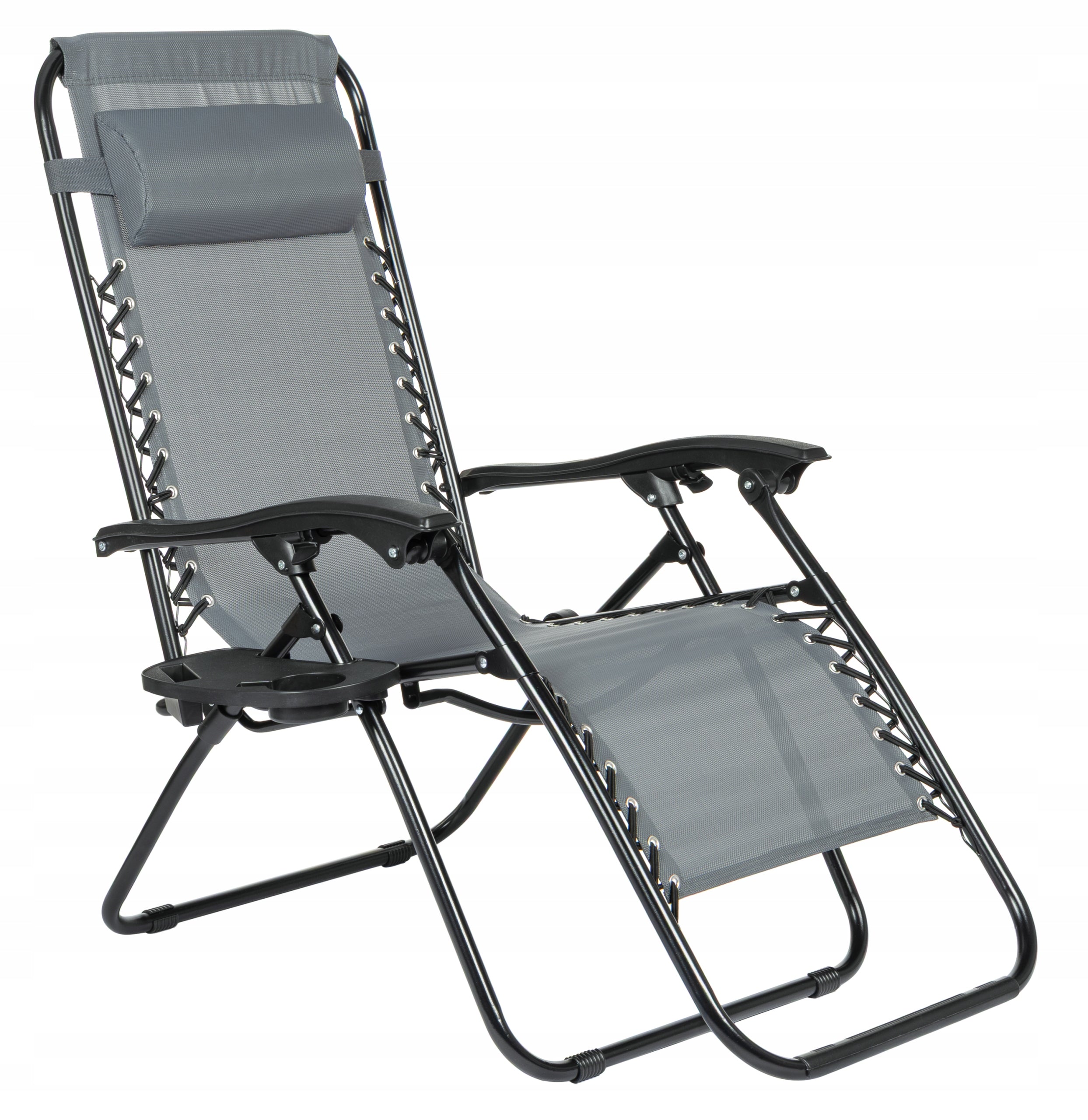 Gravity sun lounger garden chair gravity folding with handle FUNFIT grey Color gray