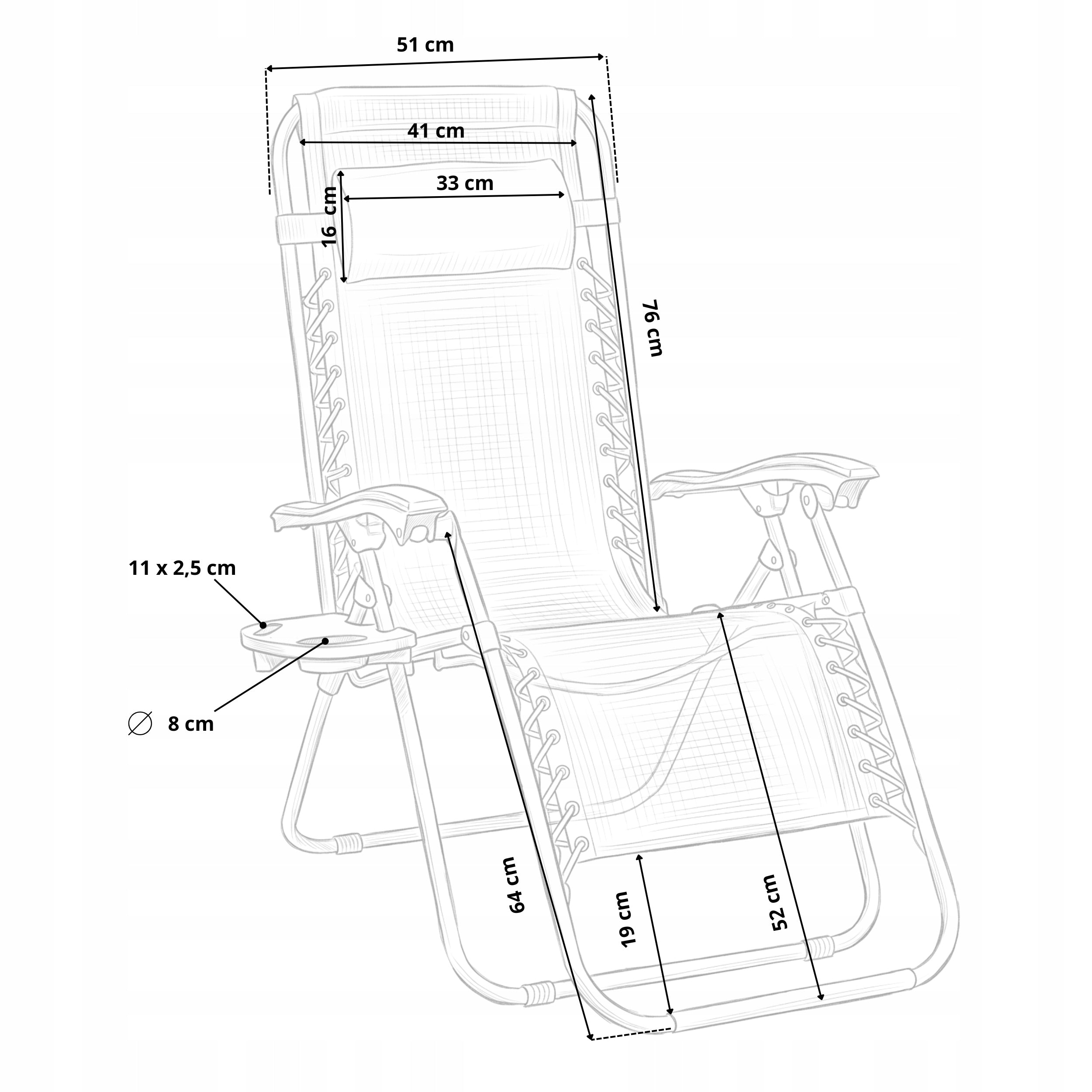Gravity sun lounger garden chair gravity folding with handle FUNFIT grey Packaging status original