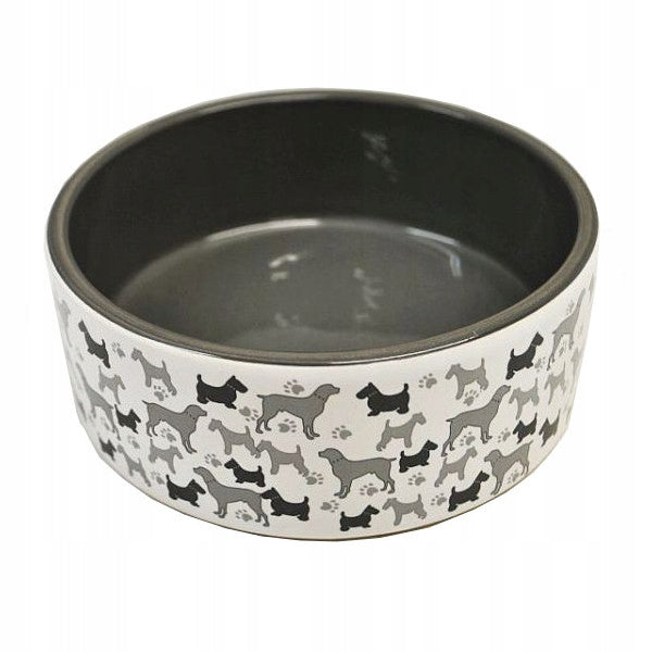 Gray ceramic bowl with dog motif 700ml 27149
