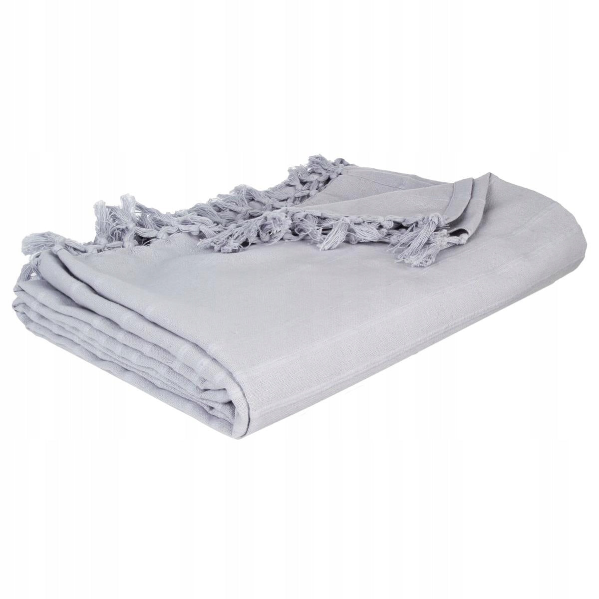 Gray cotton bedspread with tassels