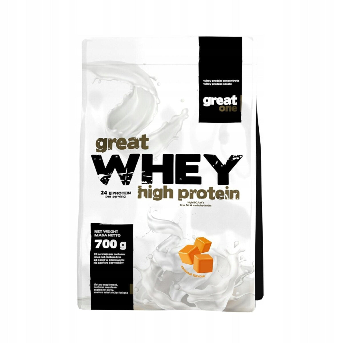 Great Whey High Protein 700g-Great One-MIX WPC and WPI CARAMEL FLAVOUR
