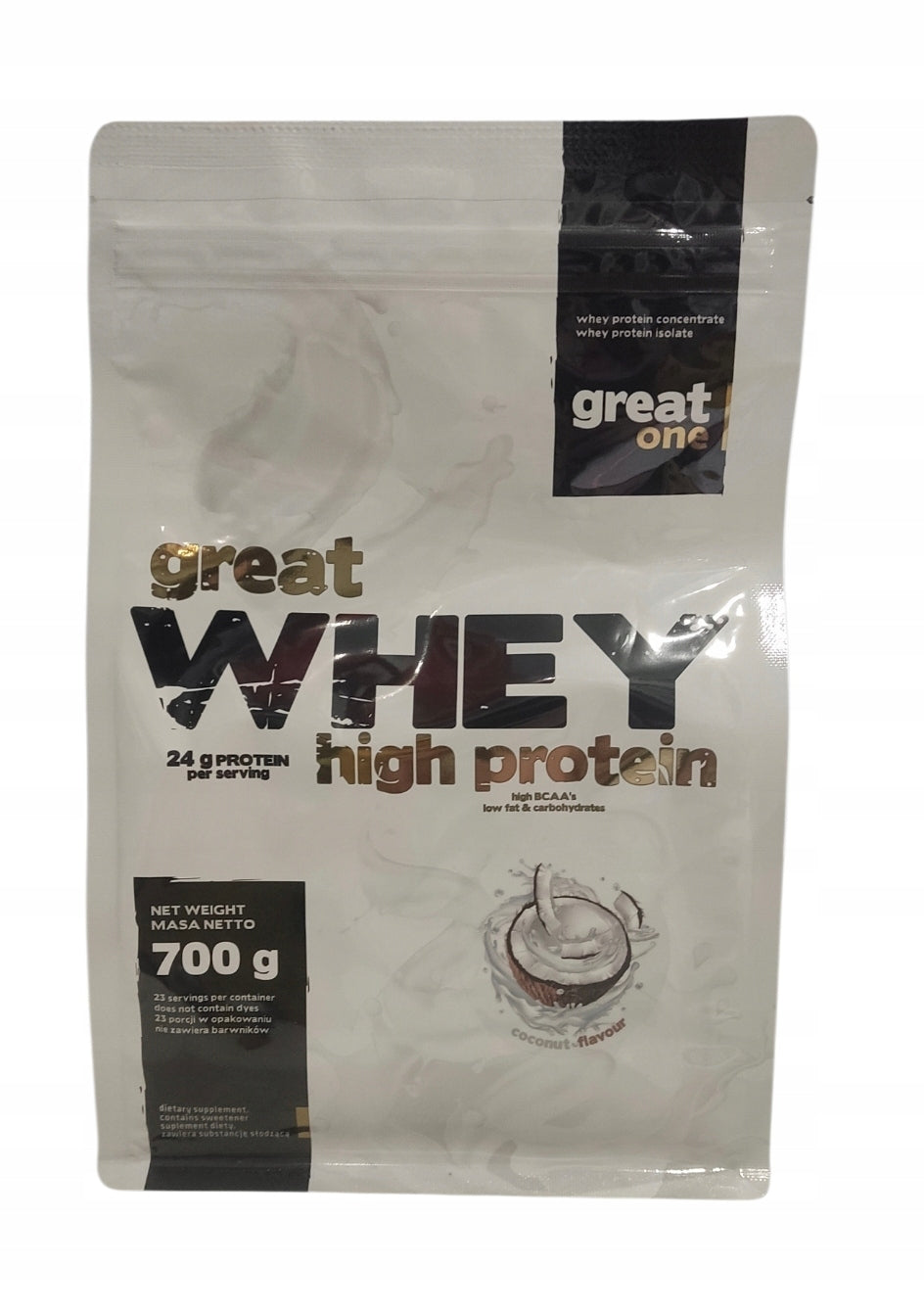 Great Whey High Protein 700g-Great One-MIX WPC and WPI COCONUT FLAVOUR