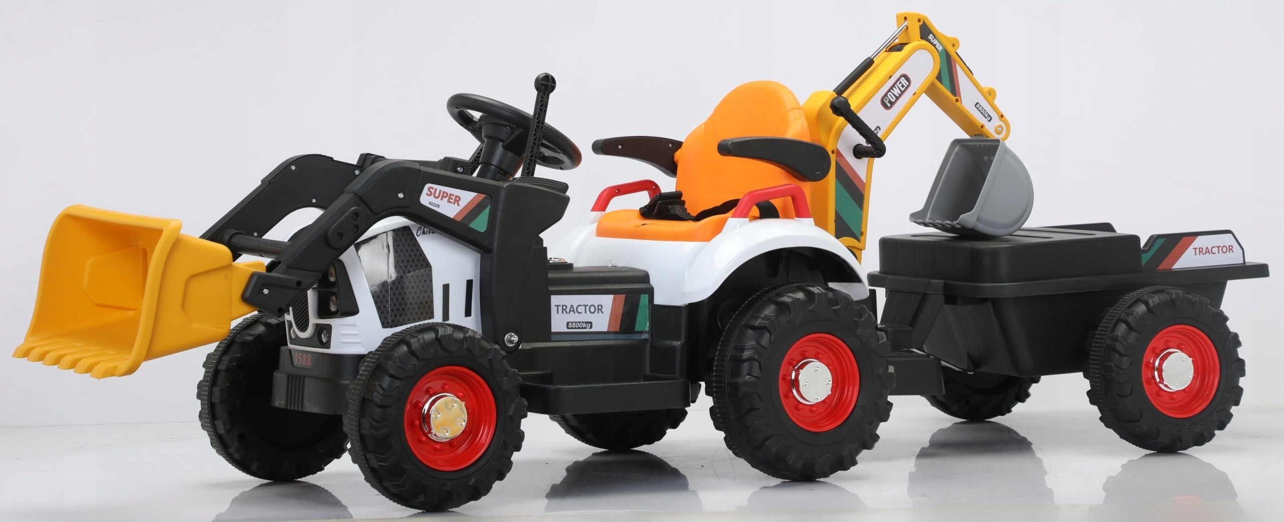 Great tractor battery excavator with trailer rubberized wheels skin Brand All4Baby