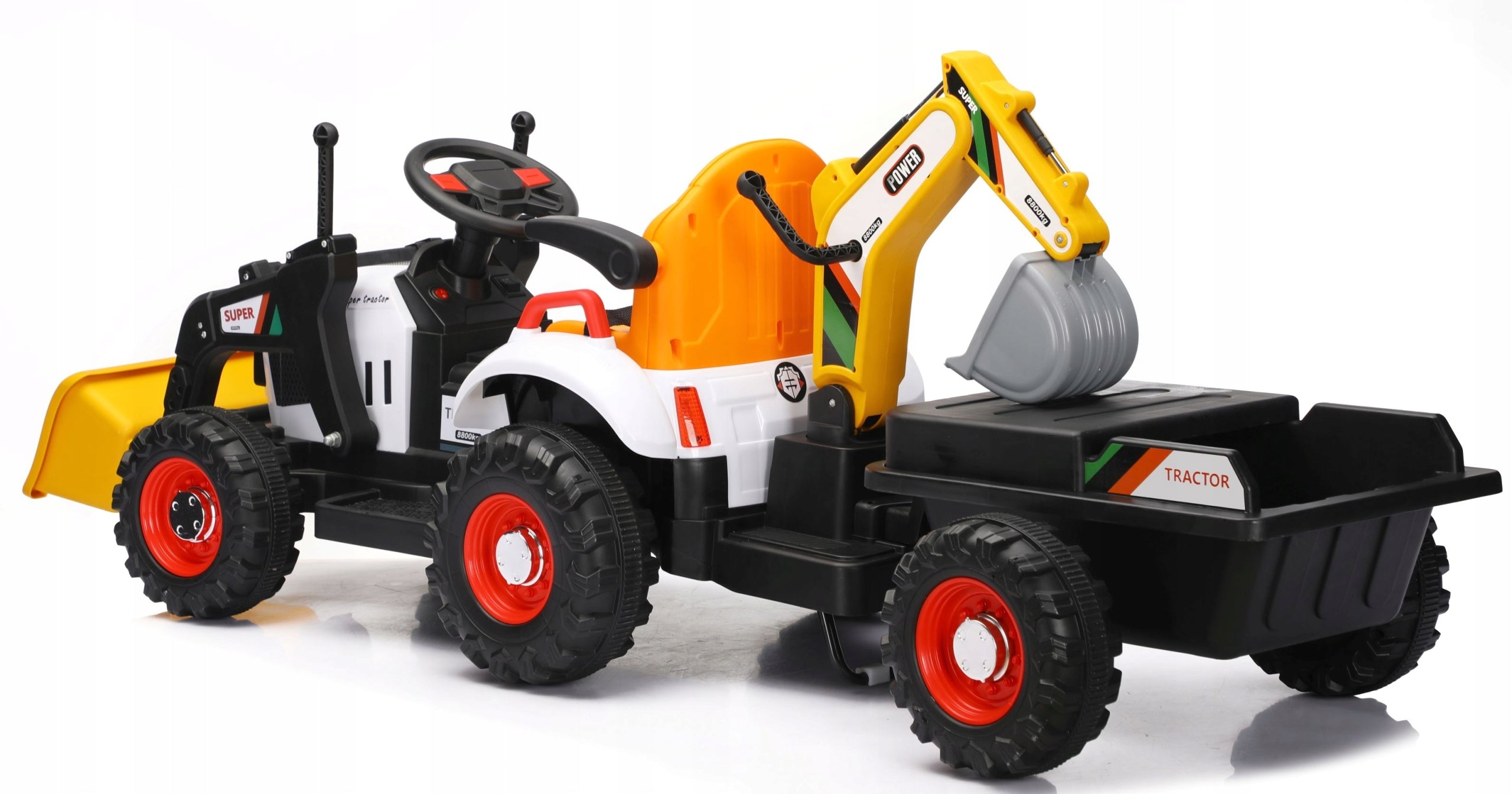 Great tractor battery excavator with trailer rubberized wheels skin Packaging status original