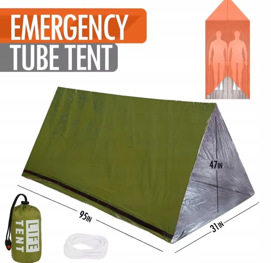 Green EMERGENCY THERMAL Tent LifeTent 2-Person 241x119x79cm Packaging status original