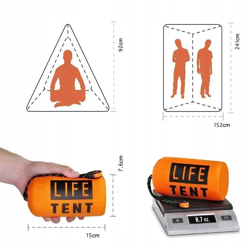 Green EMERGENCY THERMAL Tent LifeTent 2-Person 241x119x79cm Waterproofness 6000 mm