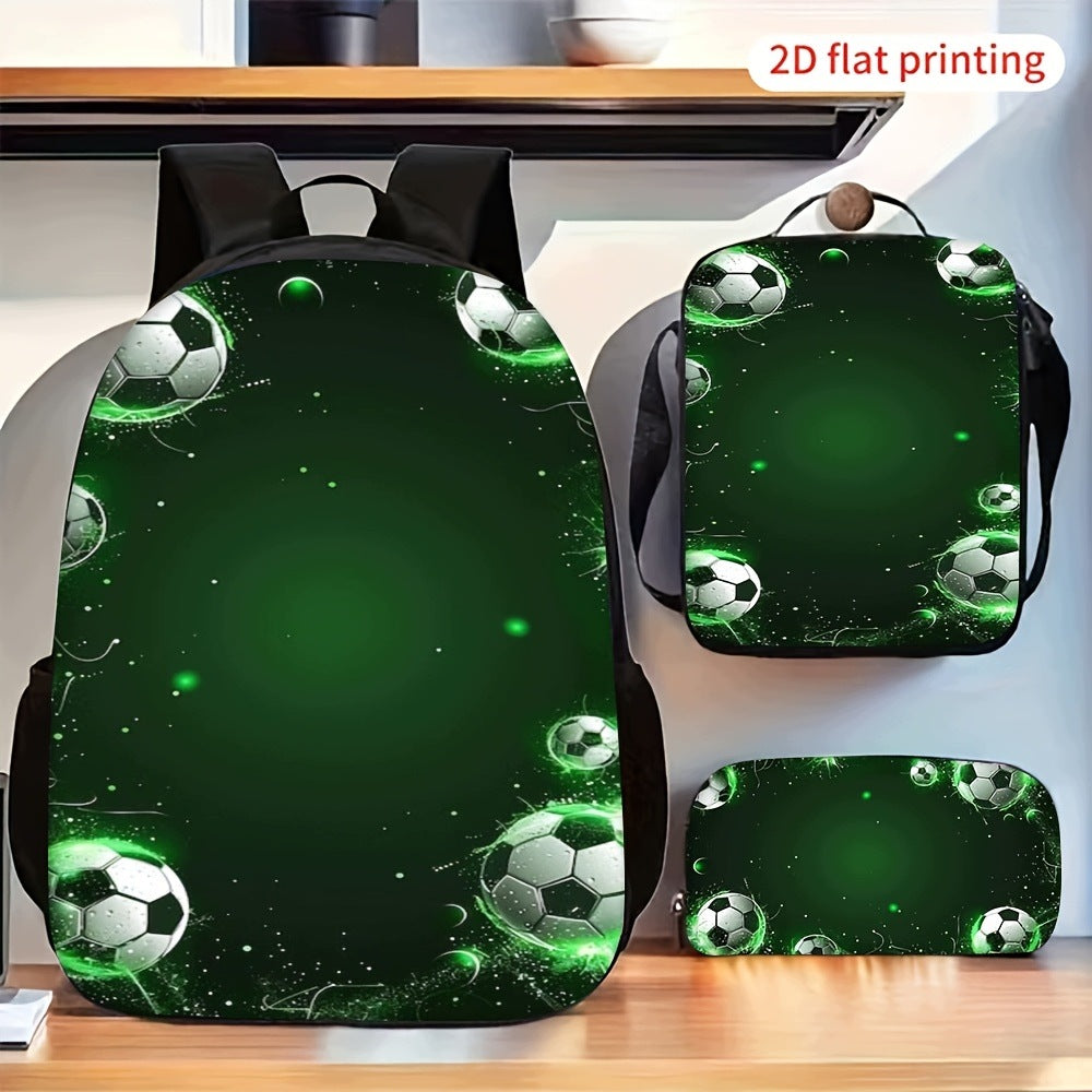 Green Football 3-Piece Backpack Set