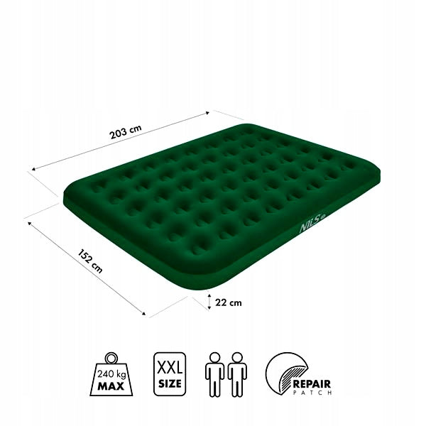 Green Inflatable Hiking Mattress 203x152x22 CM NILS CAMP EAN (GTIN) 5902600286677