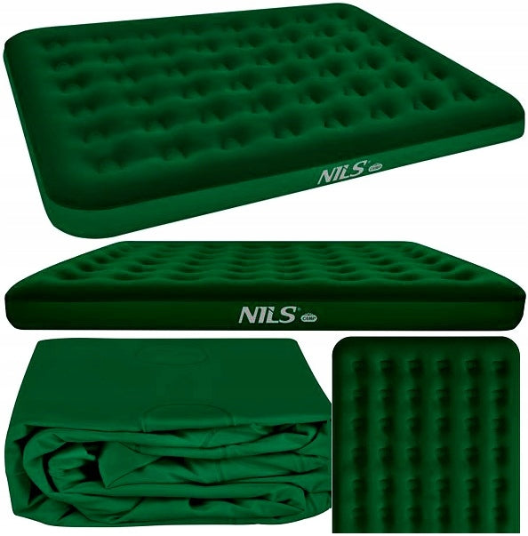 Green Inflatable Hiking Mattress 203x152x22 CM NILS CAMP