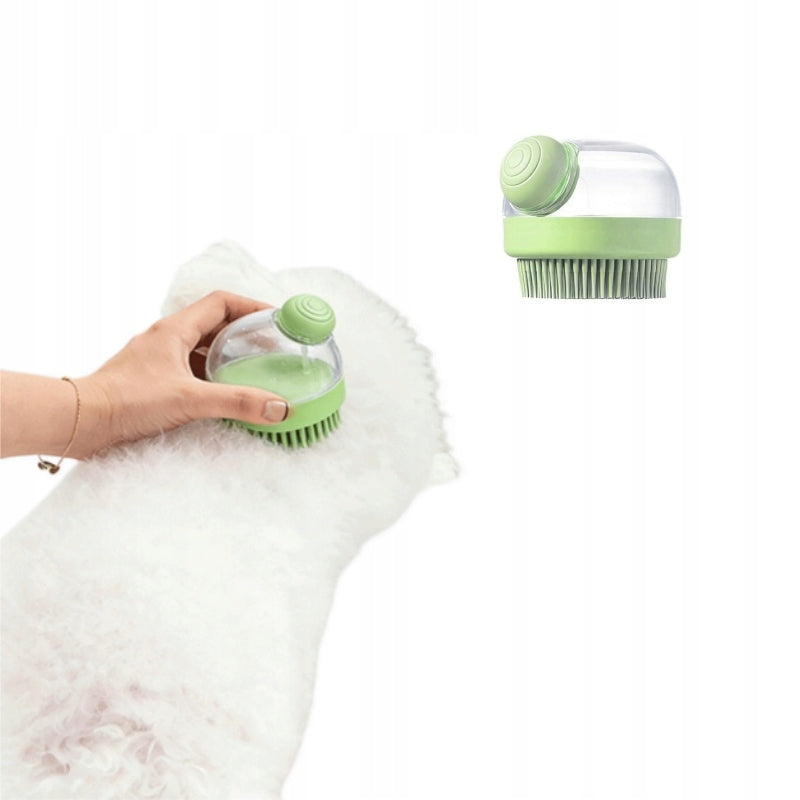 Green Pet Washing Brush with Shampoo Dispenser