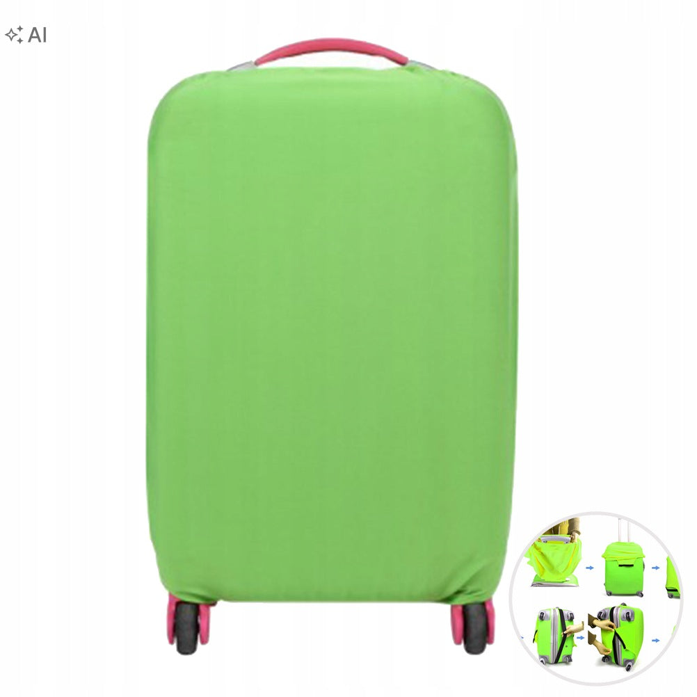 Green Stretch Luggage Case Cover with Handle Access and Scratch Protection