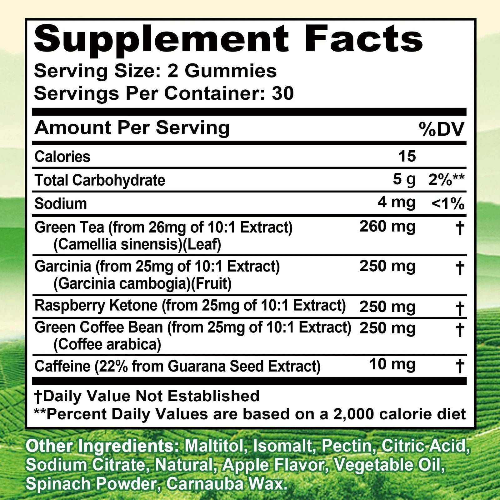 Green Tea – Garcinia, Raspberry Ketone, Green Coffee Beans, Caffeine, U Expiration date at least 1 year from the date of purchase