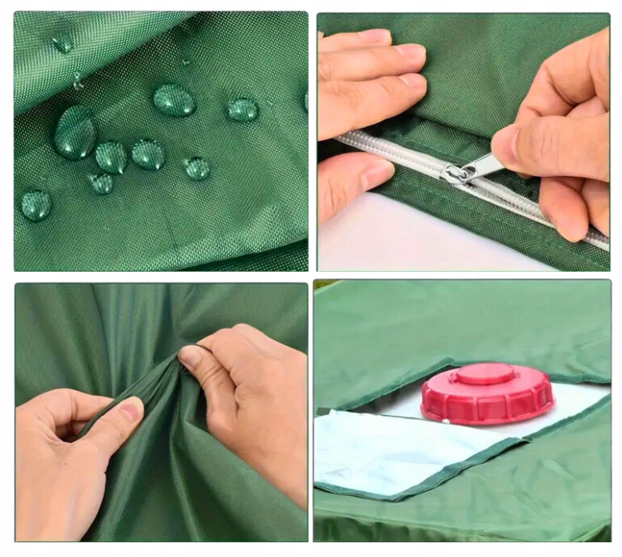 Green Water Tank Cover Mauzer 1000l for Rainwater 420D IBC Length 100 cm