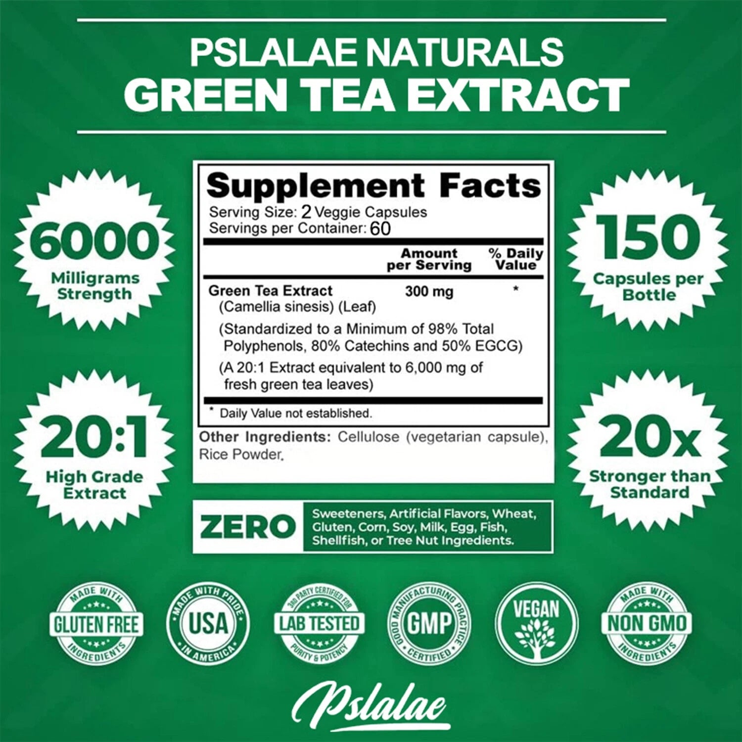 Green tea extract with increased potency (20:1) 6000 mg... Expiration date at least 1 year from the date of purchase
