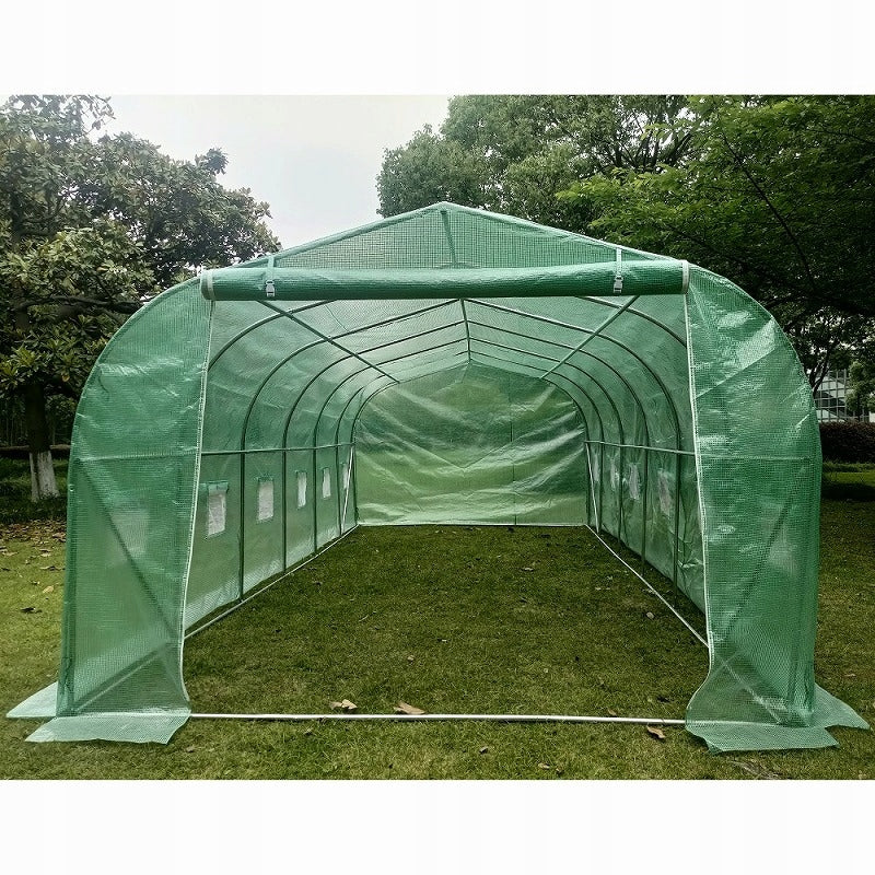 Greenhouse Garden Foil Tunnel 18m2 6x3m UV Film 140g Zinc 12 Windows Length 18 m