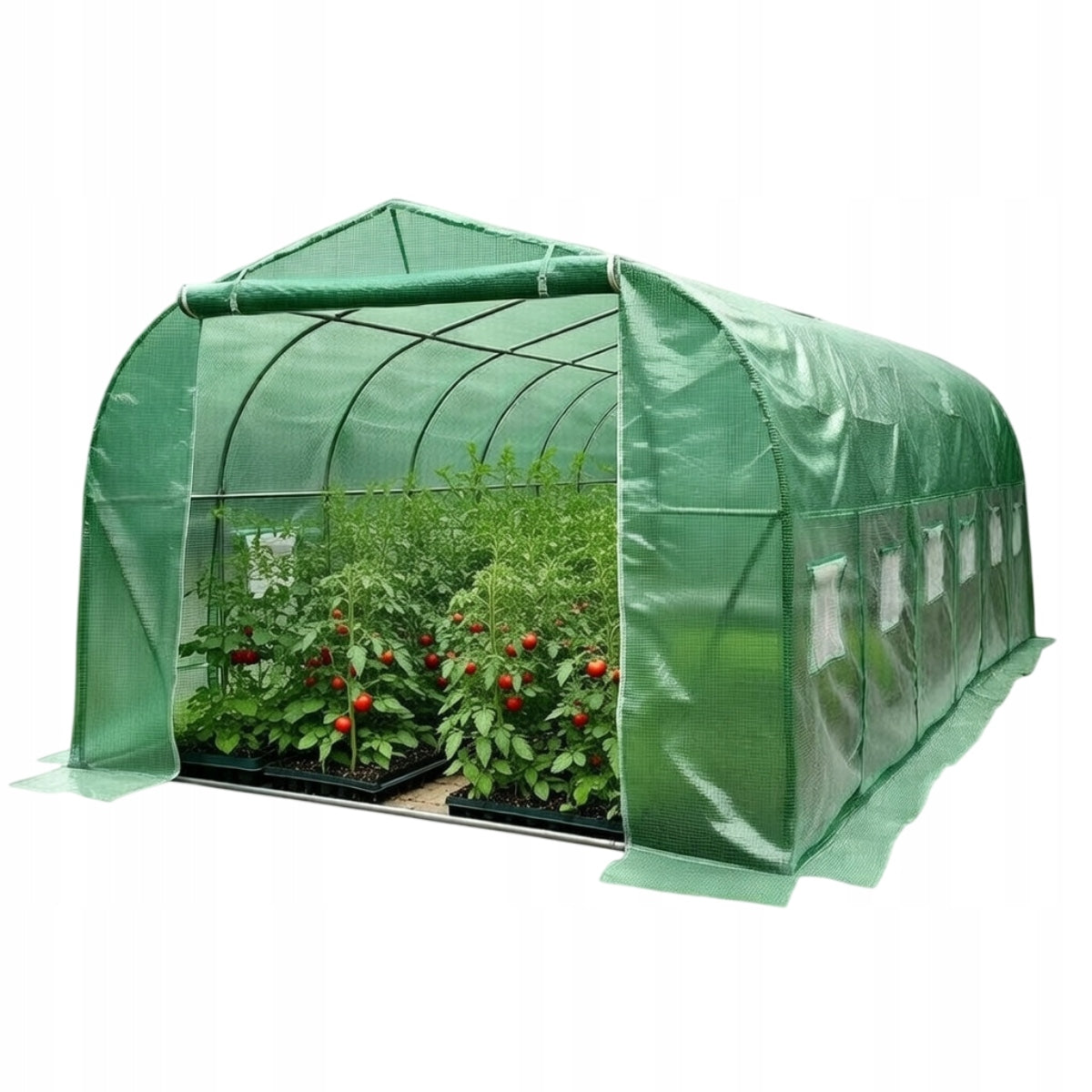 Greenhouse Garden Foil Tunnel 18m2 6x3m UV Film 140g Zinc 12 Windows
