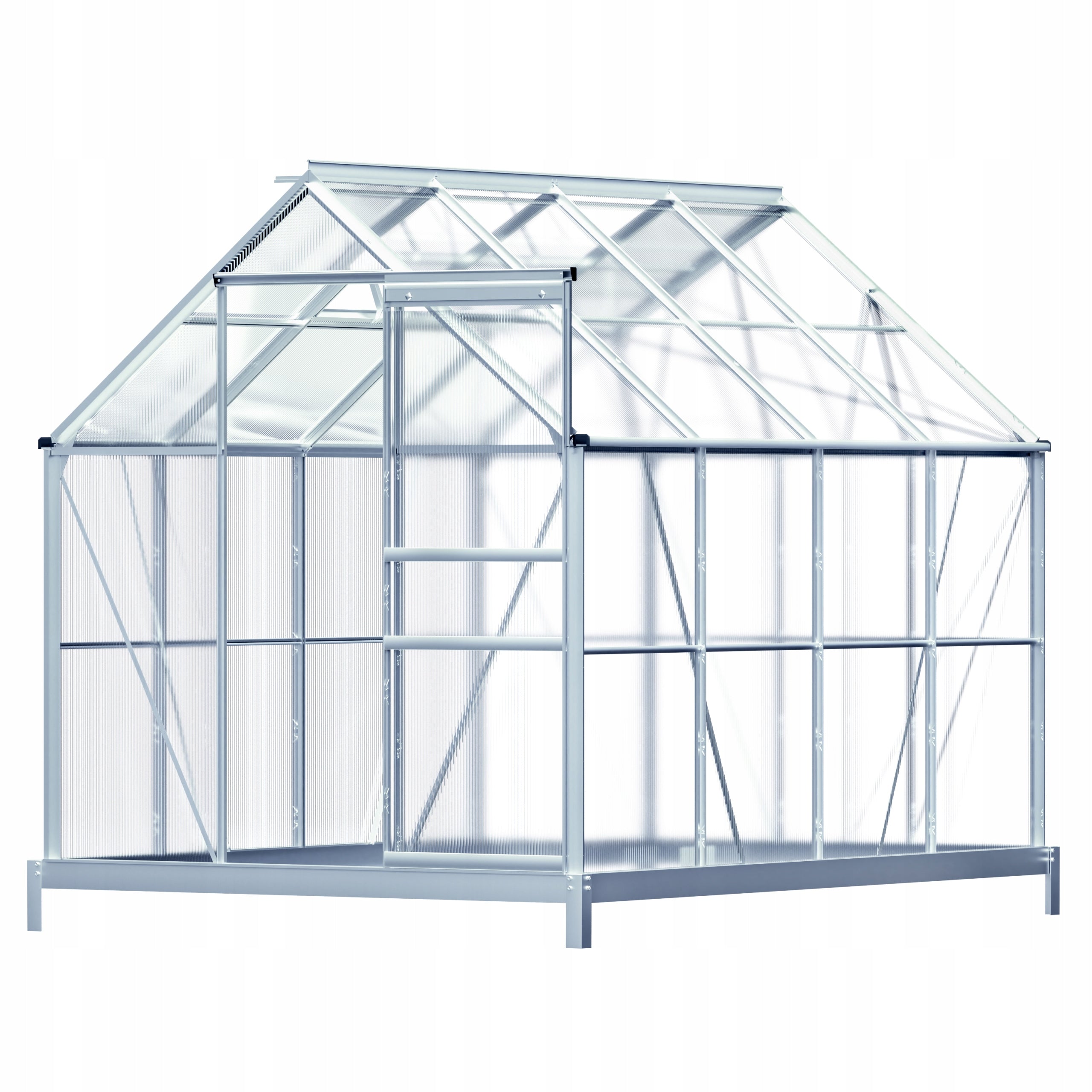 Greenhouse Polycarbonate Garden Tunnel Aluminum Sliding Door Foundation Length 2.5 m