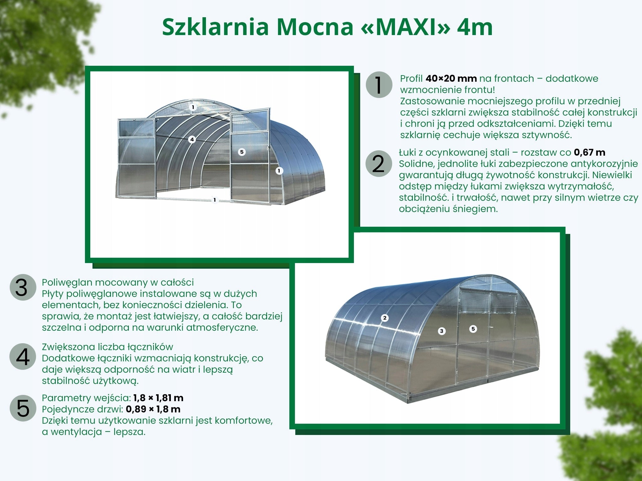 Greenhouse Strong MAXI 40x20 4x4m 6mm Width 4 m