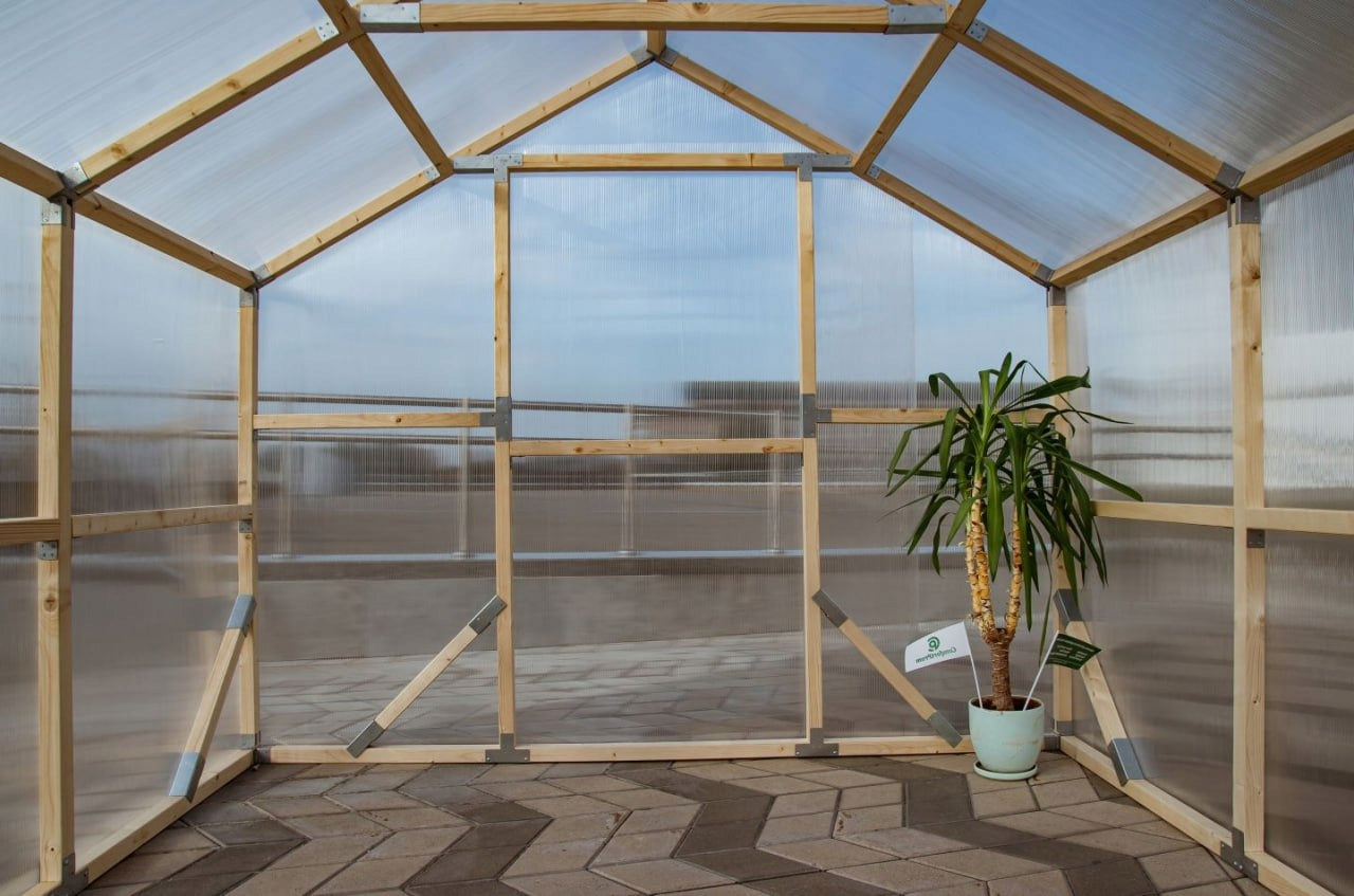 Greenhouse Wooden tunnel Cottage 2.6x5m pine impregnated polycarbonate 4mm Thickness 4 mm