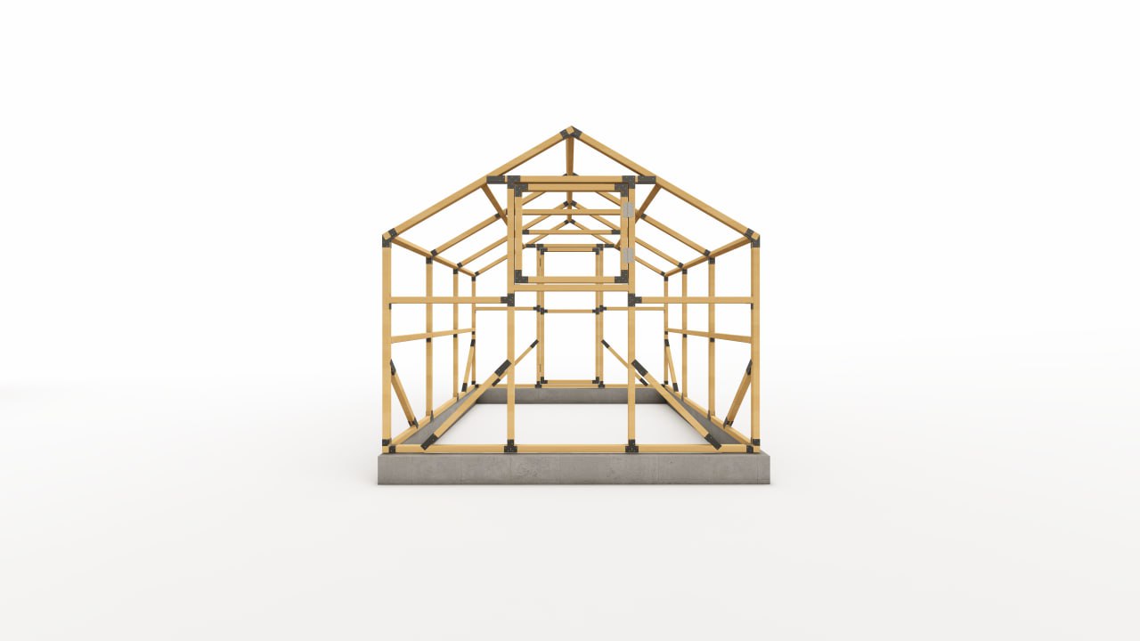 Greenhouse Wooden tunnel Cottage 2.6x5m pine impregnated polycarbonate 4mm Width 2.6 m