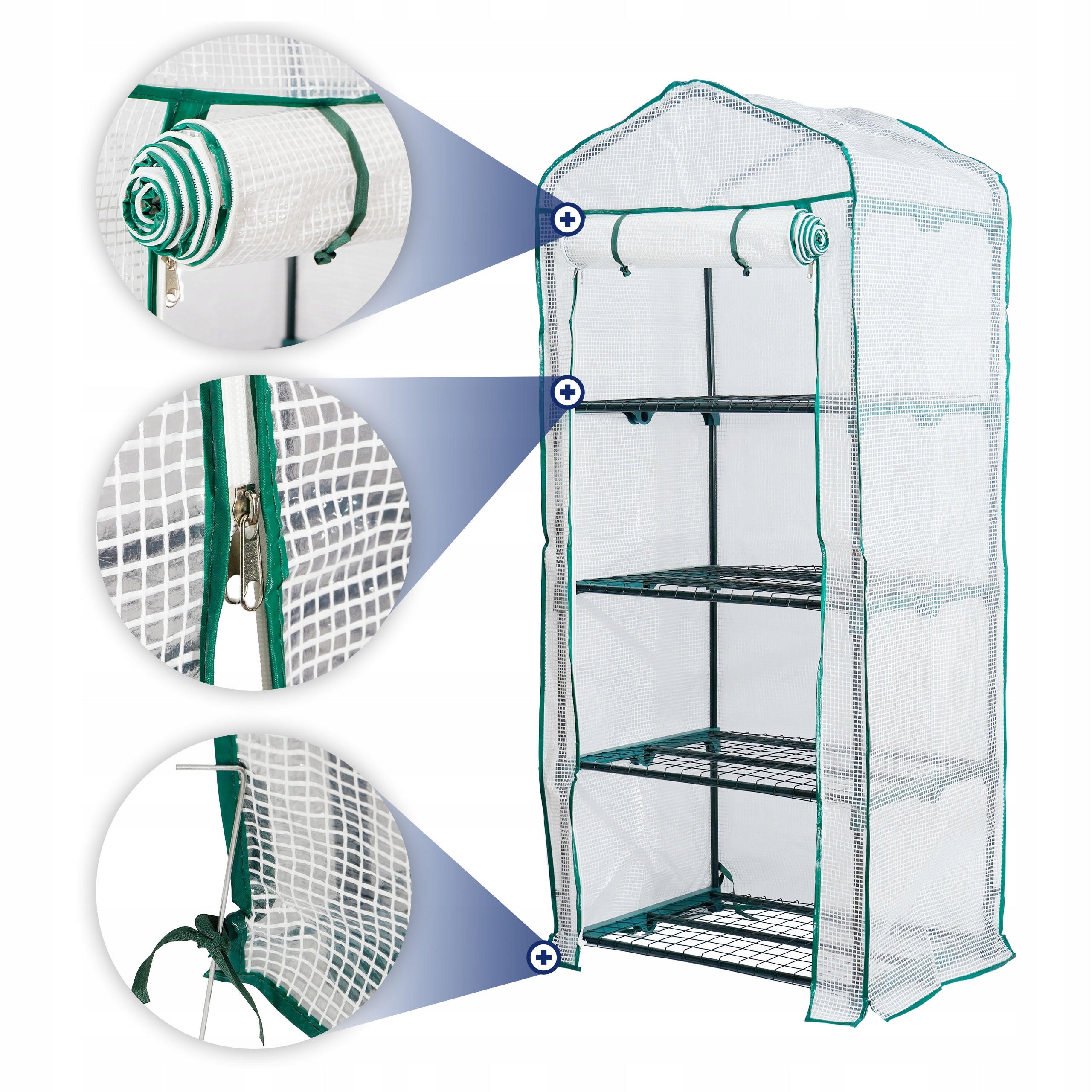 Greenhouse balcony garden mini vegetable garden foil 160 cm closed Manufacturer code Szklarnia mini 4 półki 160x70x50