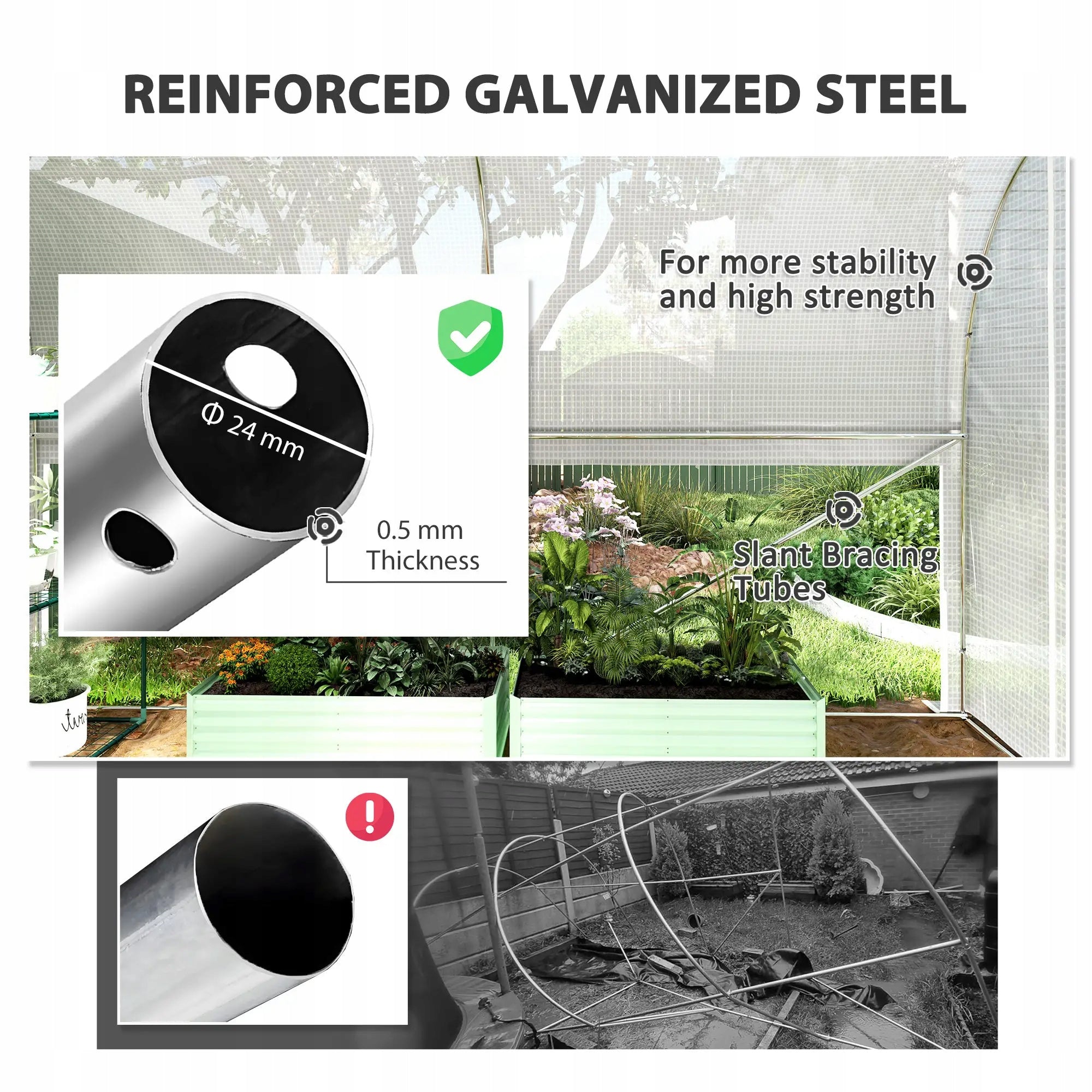 Greenhouse garden foil tunnel 3x2x2 m, foil, 8 windows, UV protection, doors Width 2 m