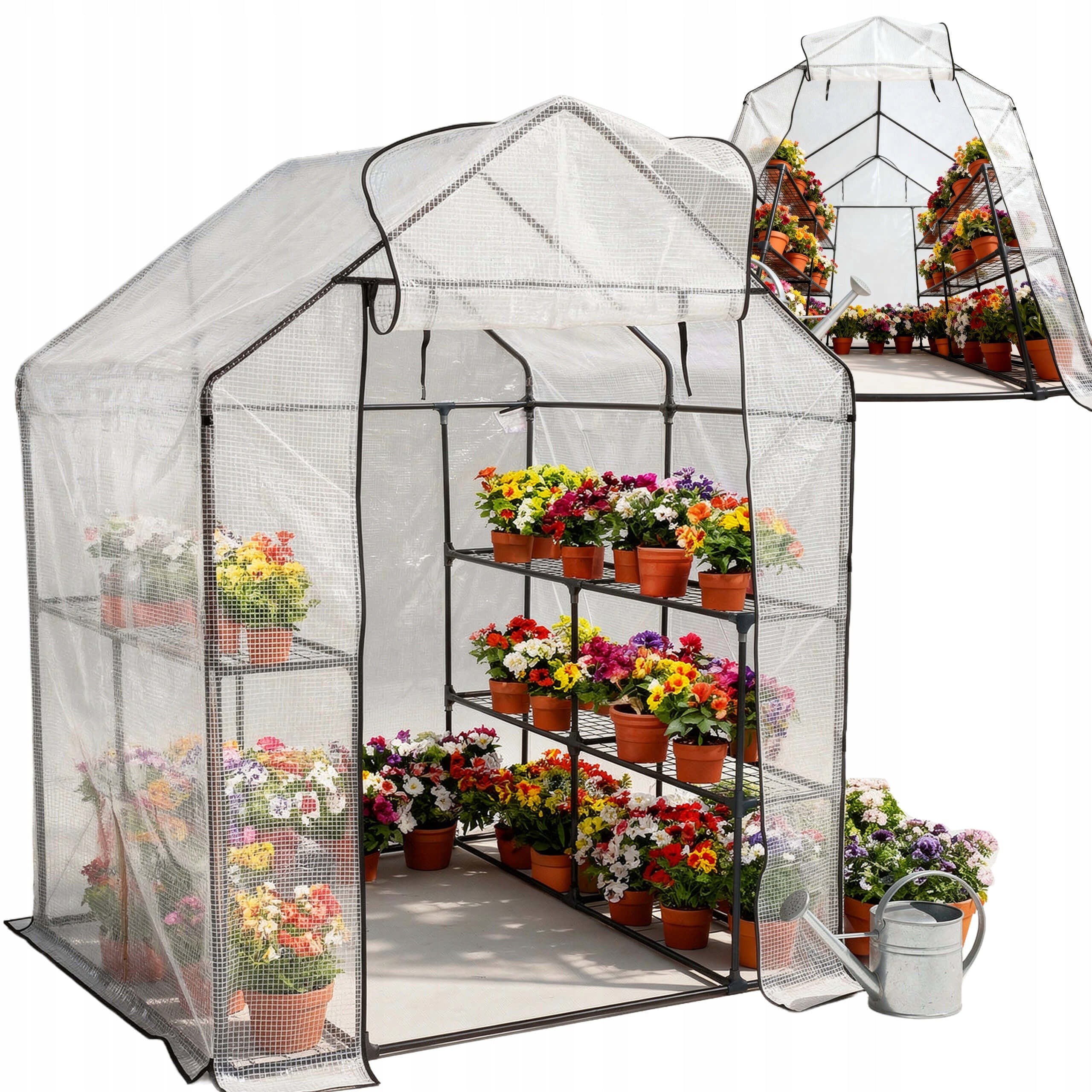 Greenhouse garden foil tunnel vegetable garden mesh 143x143x195 cm