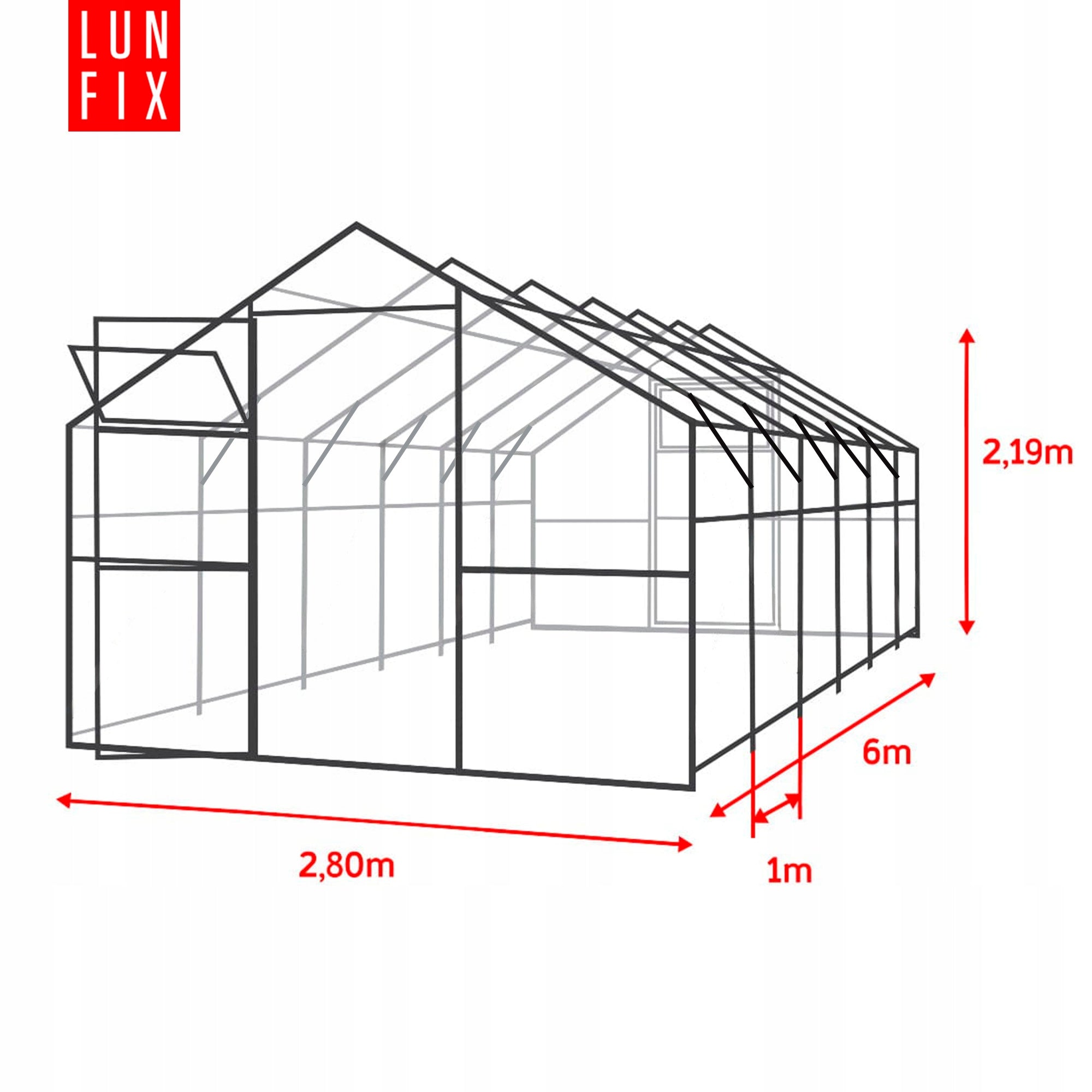 Greenhouse polycarbonate 3x6m Lun Fix garden 20x40mm polycarbonate house 4mm Product height 219 cm