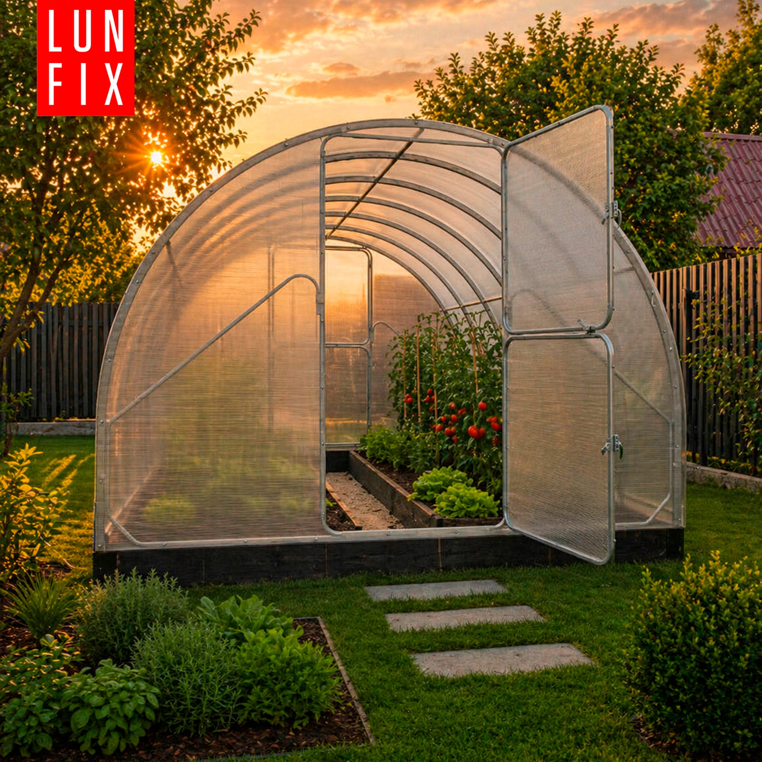 Greenhouse polycarbonate 3x8m Lun Fix garden 20x40mm polycarbonate tunnel 4mm Manufacturer Lun Fix