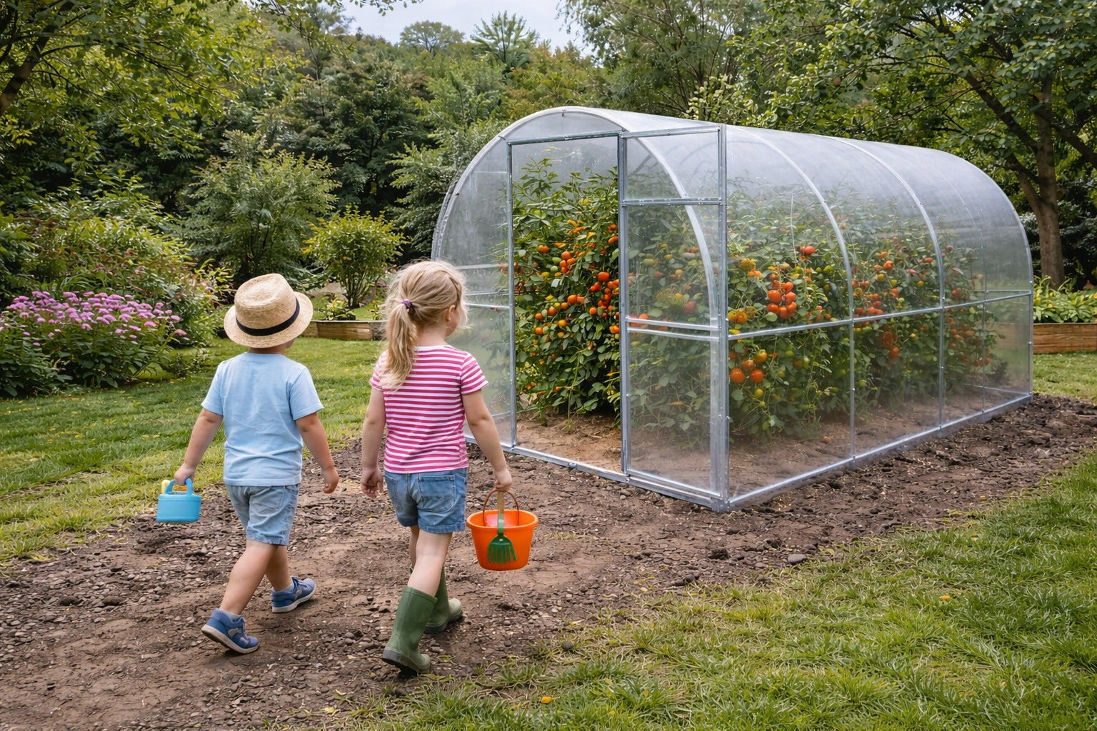 Greenhouse polycarbonate garden tunnel 2,4x4 m 4mm profiles 20x20 Product weight with unit packaging 48.96 kg