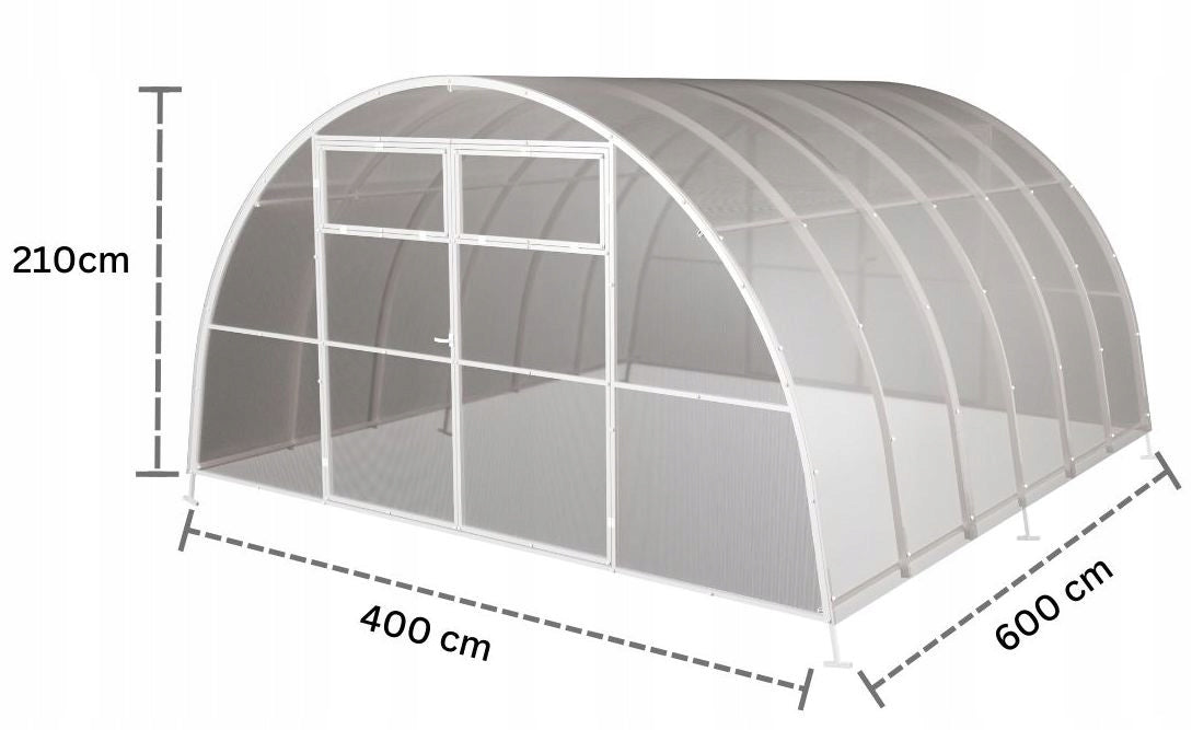 Greenhouse polycarbonate garden tunnel 4x6 m 4mm strong maxi profile 40x20 Width 4 m