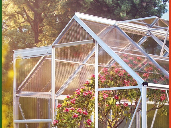Greenhouse polycarbonate garden tunnel aluminum door window 7,6 m³ Width 1.9 m