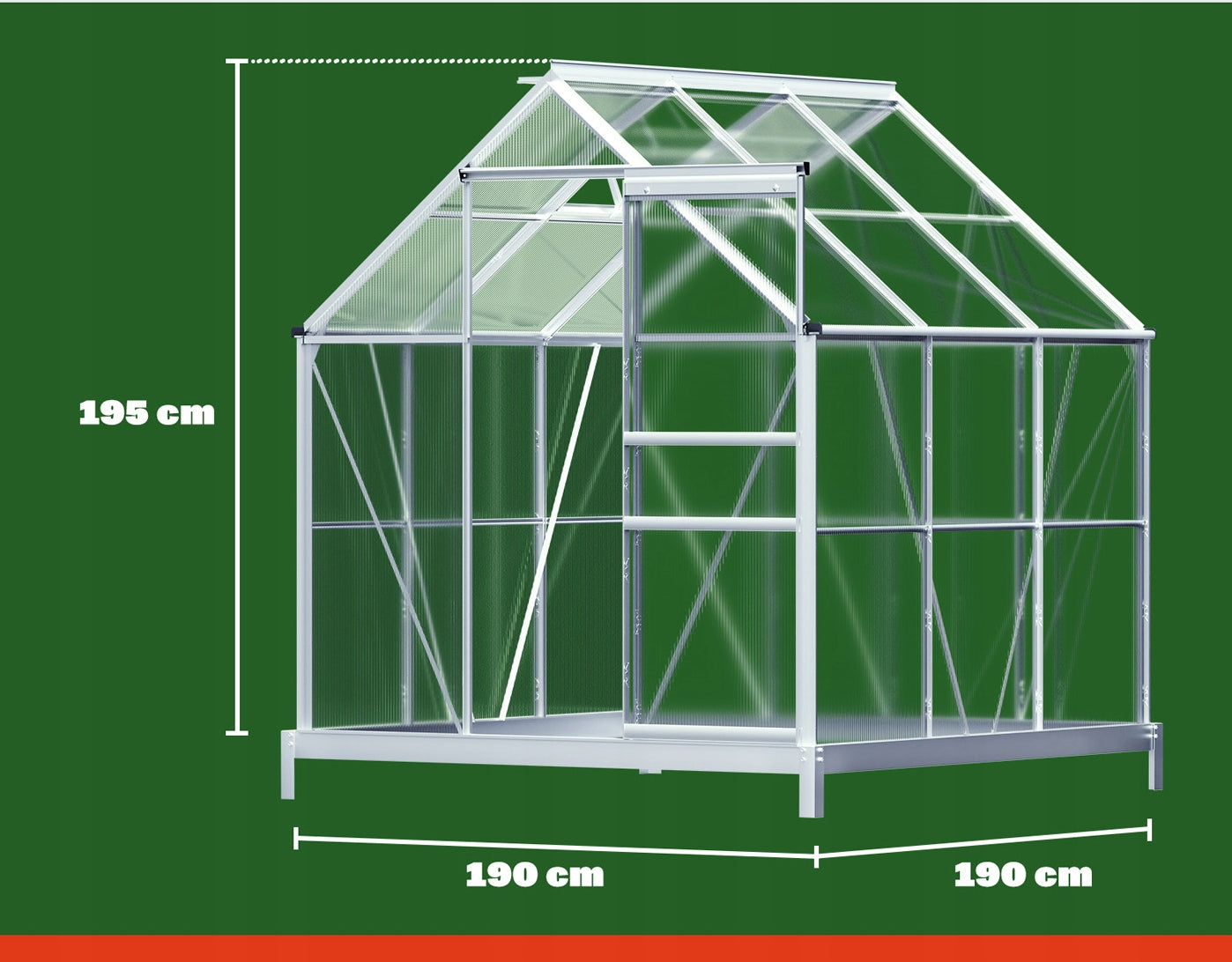 Greenhouse polycarbonate garden tunnel aluminum foundation window door 5,85 m³ EAN (GTIN) 4250525324167