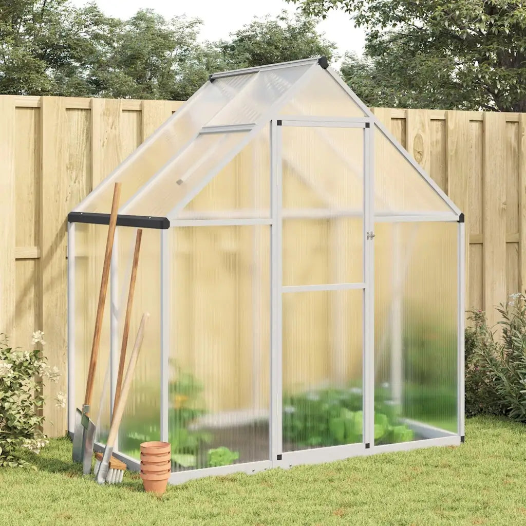 Greenhouse with base frame, silver, 169x114x195 cm, aluminium
