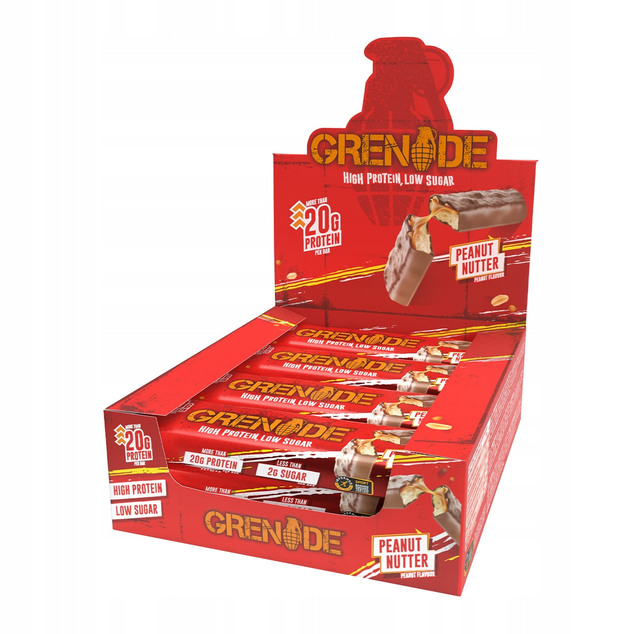 Grenade Display Peanut Nutter 12 x 60g WHEY PROTEIN SET BAR