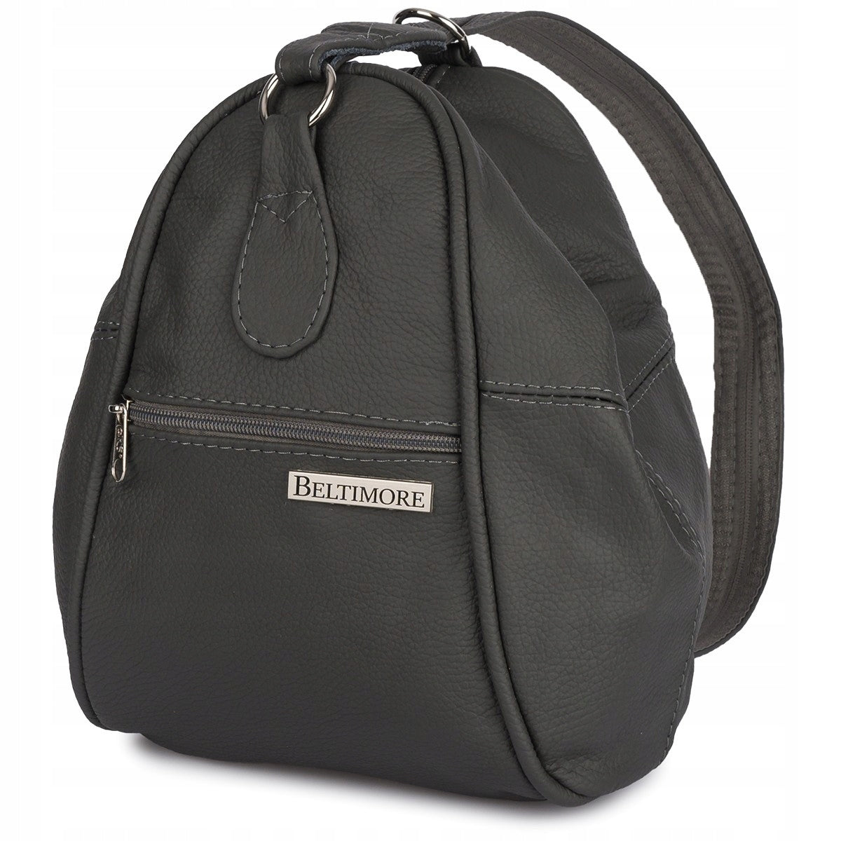 Grey Backpack Women's Leather Bag 2in1 Beltimore